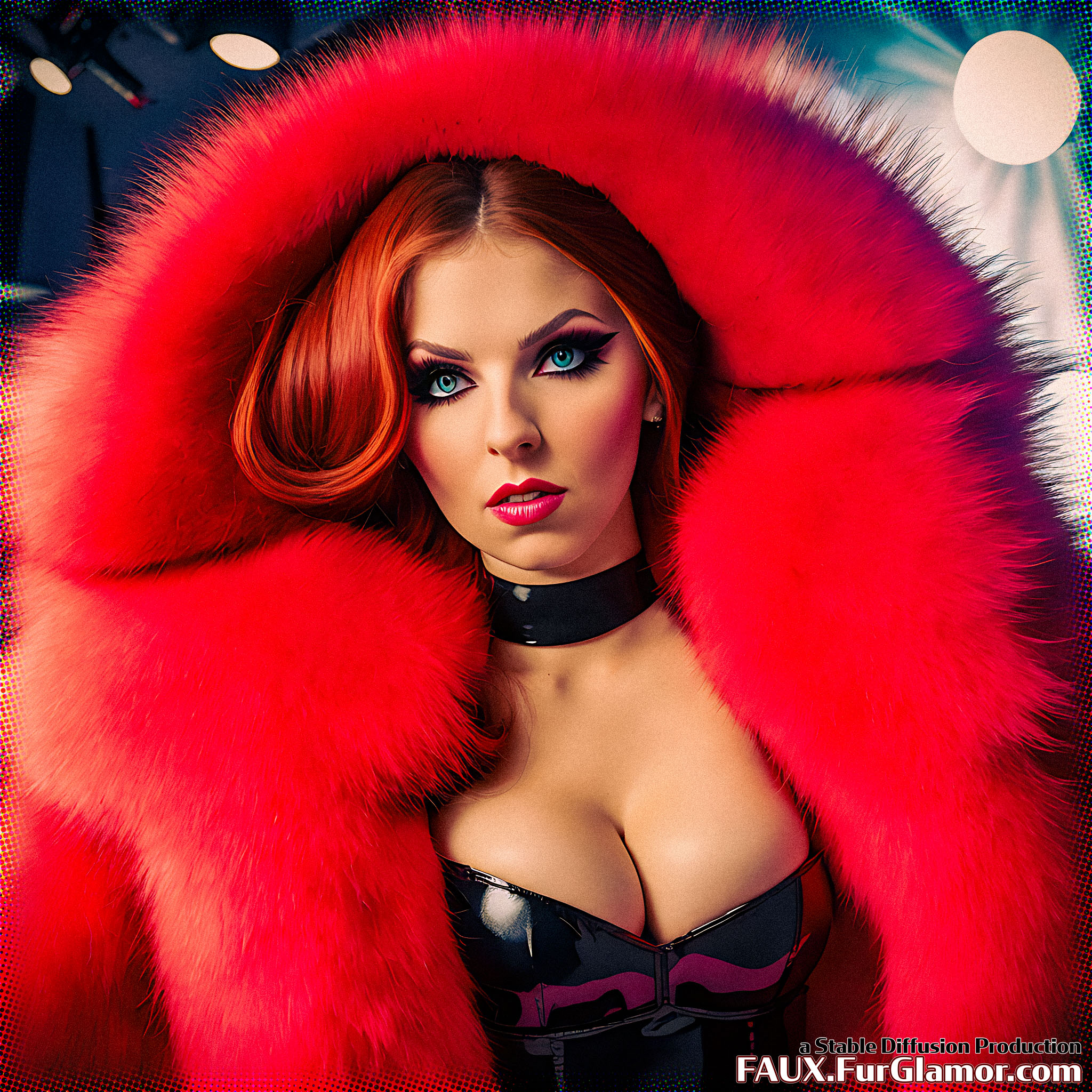 Stable Diffusion Render of Anna Kendrick in a Fur Coat