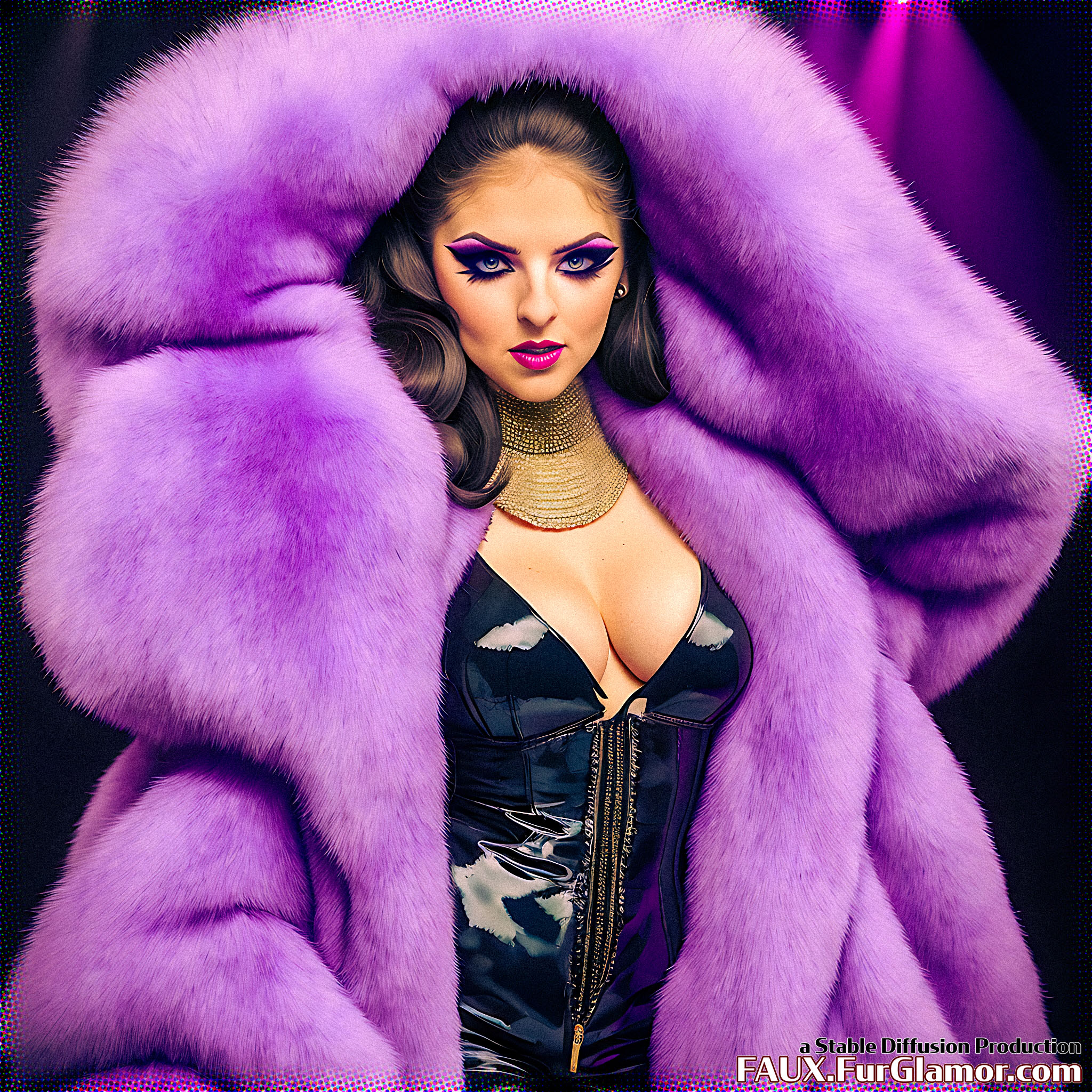 Stable Diffusion Render of Anna Kendrick in a Fur Coat