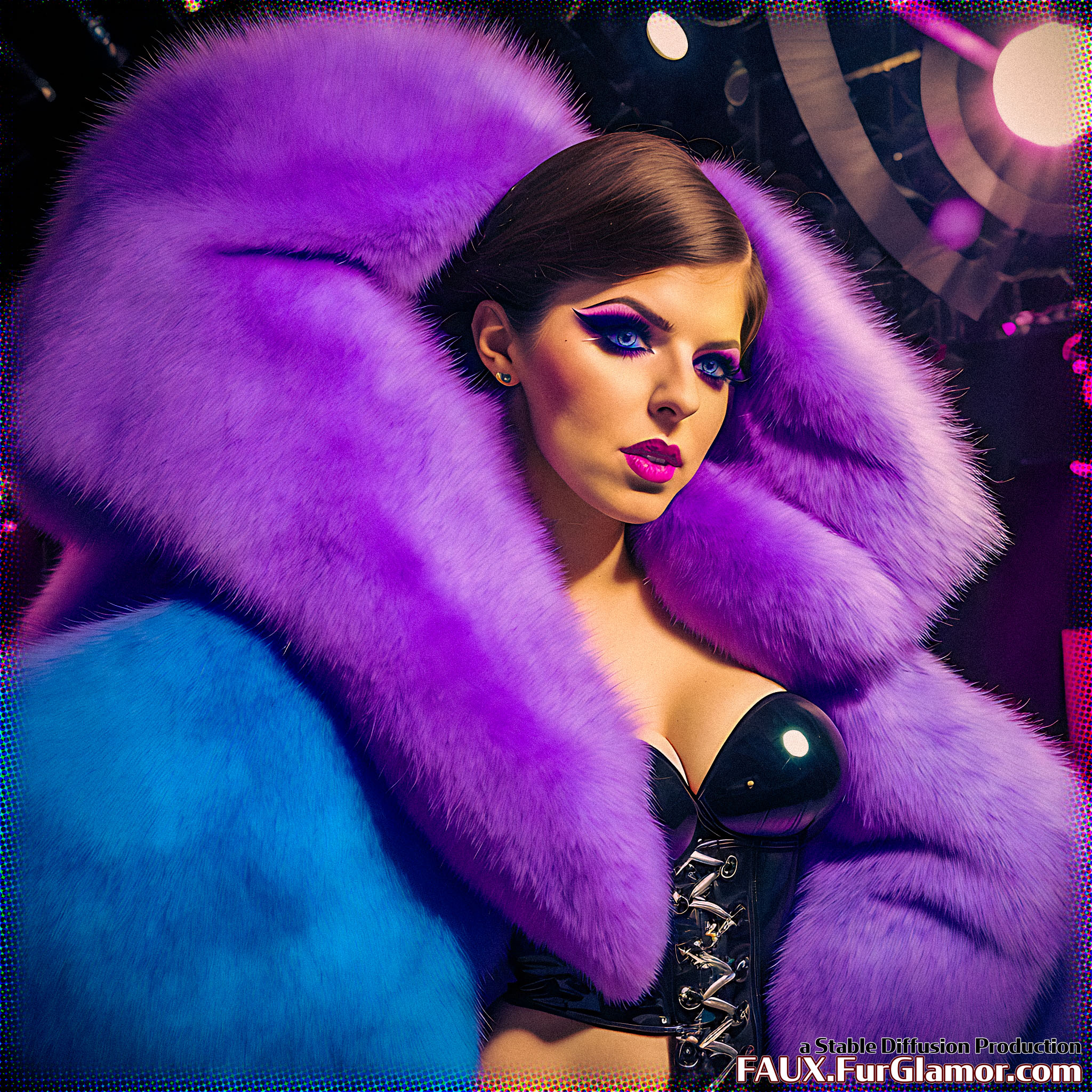 Stable Diffusion Render of Anna Kendrick in a Fur Coat