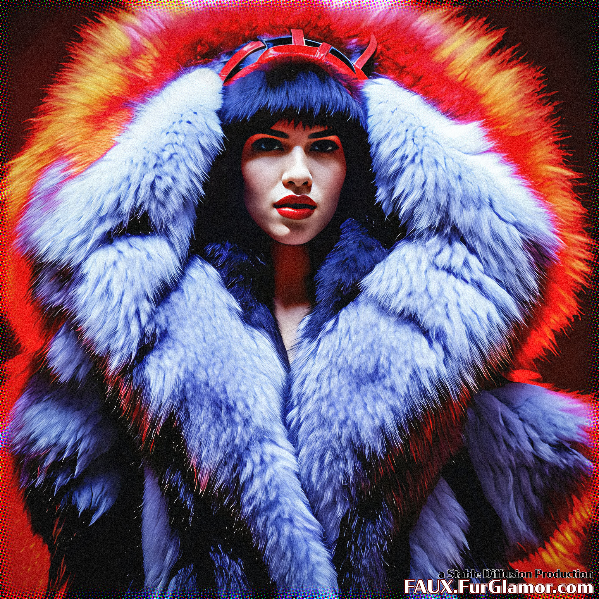 Stable Diffusion Render of Dua Lipa in a Fur Coat