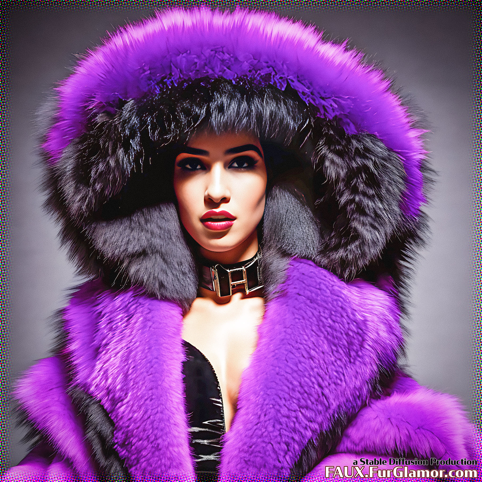 Stable Diffusion Render of Dua Lipa in a Fur Coat
