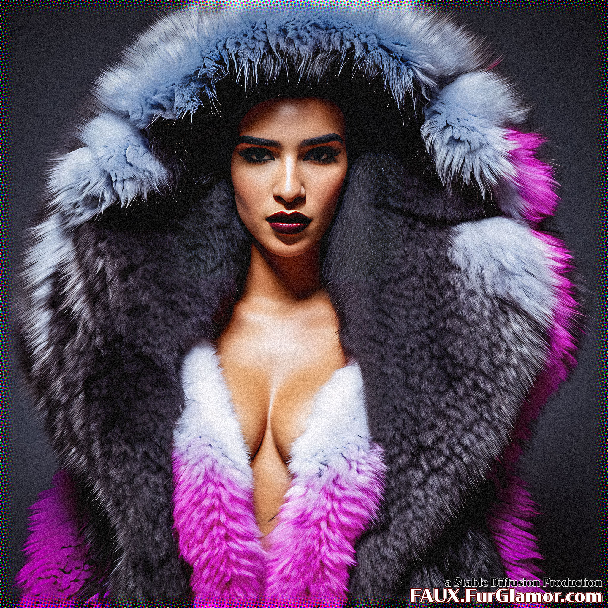 Stable Diffusion Render of Dua Lipa in a Fur Coat