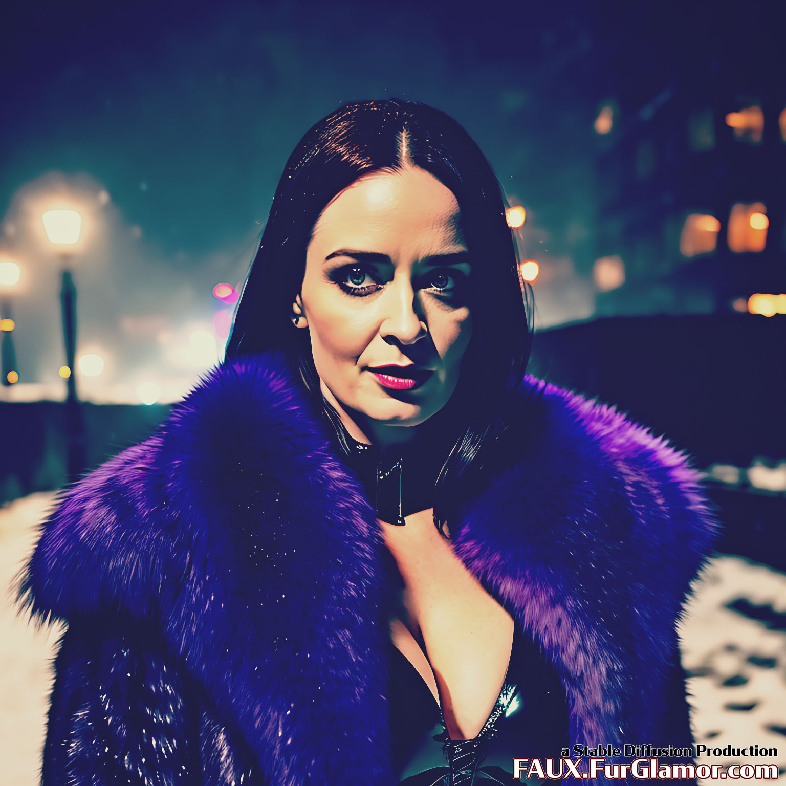Stable Diffusion Render of Emily Blunt in a Fur Coat