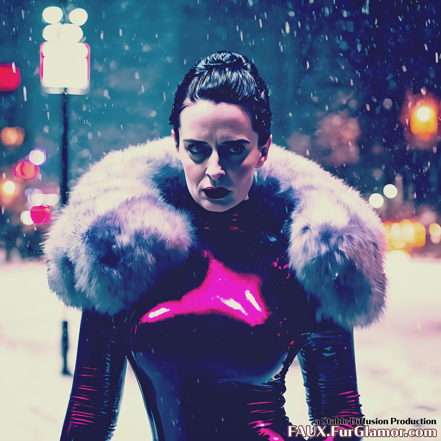 Stable Diffusion Render of Emily Blunt in a Fur Coat