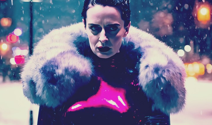 Stable Diffusion Render of Emily Blunt in a Fur Coat