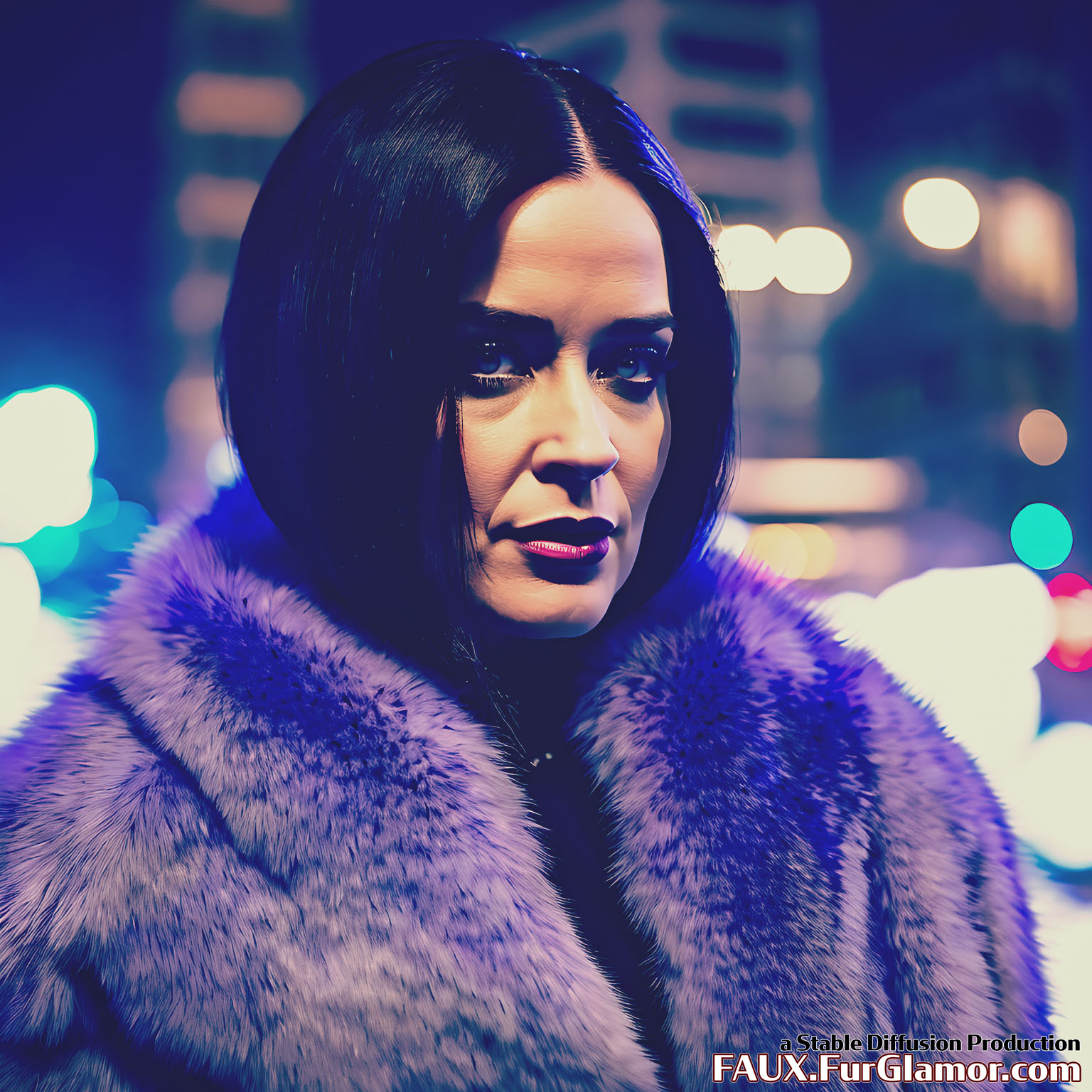 Stable Diffusion Render of Emily Blunt in a Fur Coat