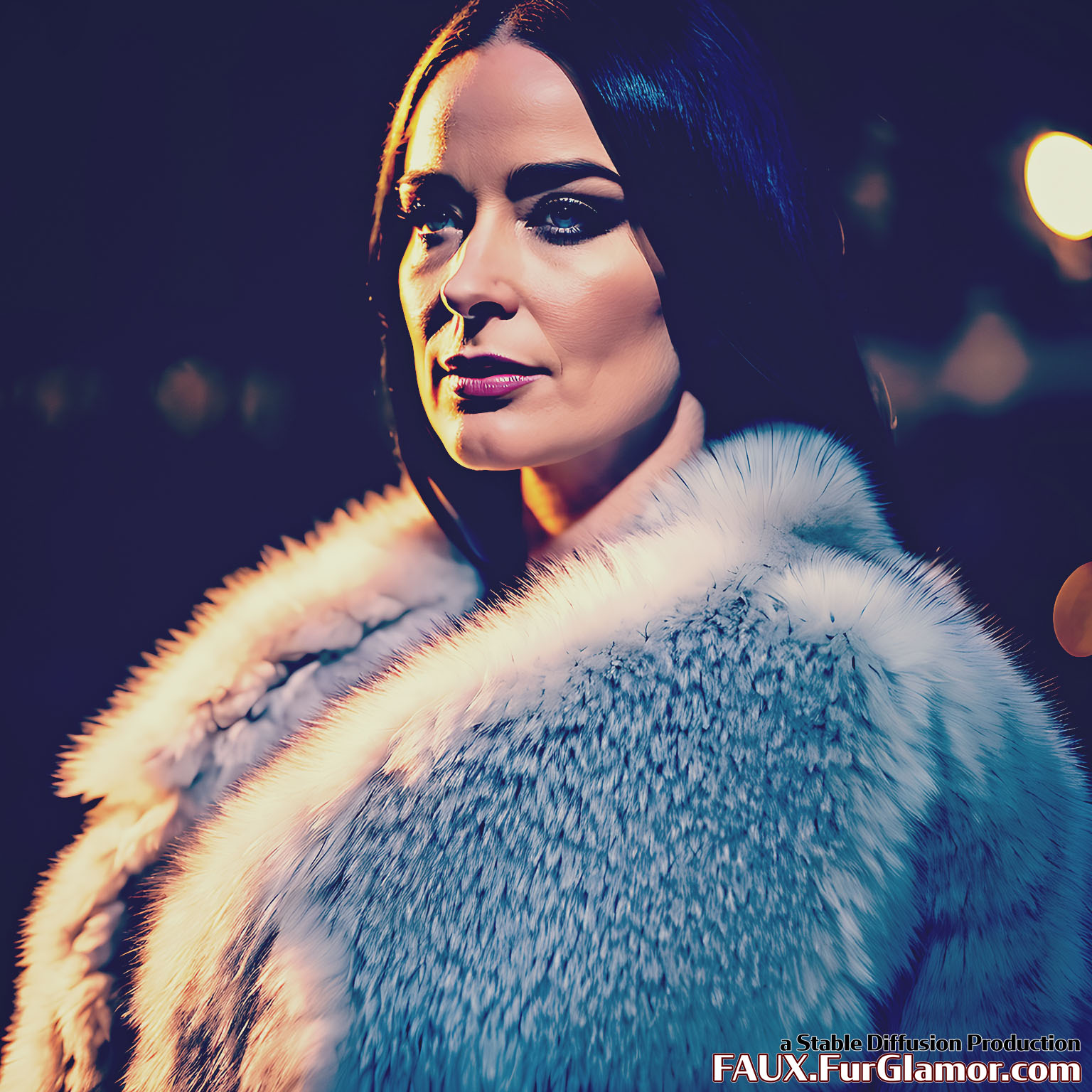 Stable Diffusion Render of Emily Blunt in a Fur Coat