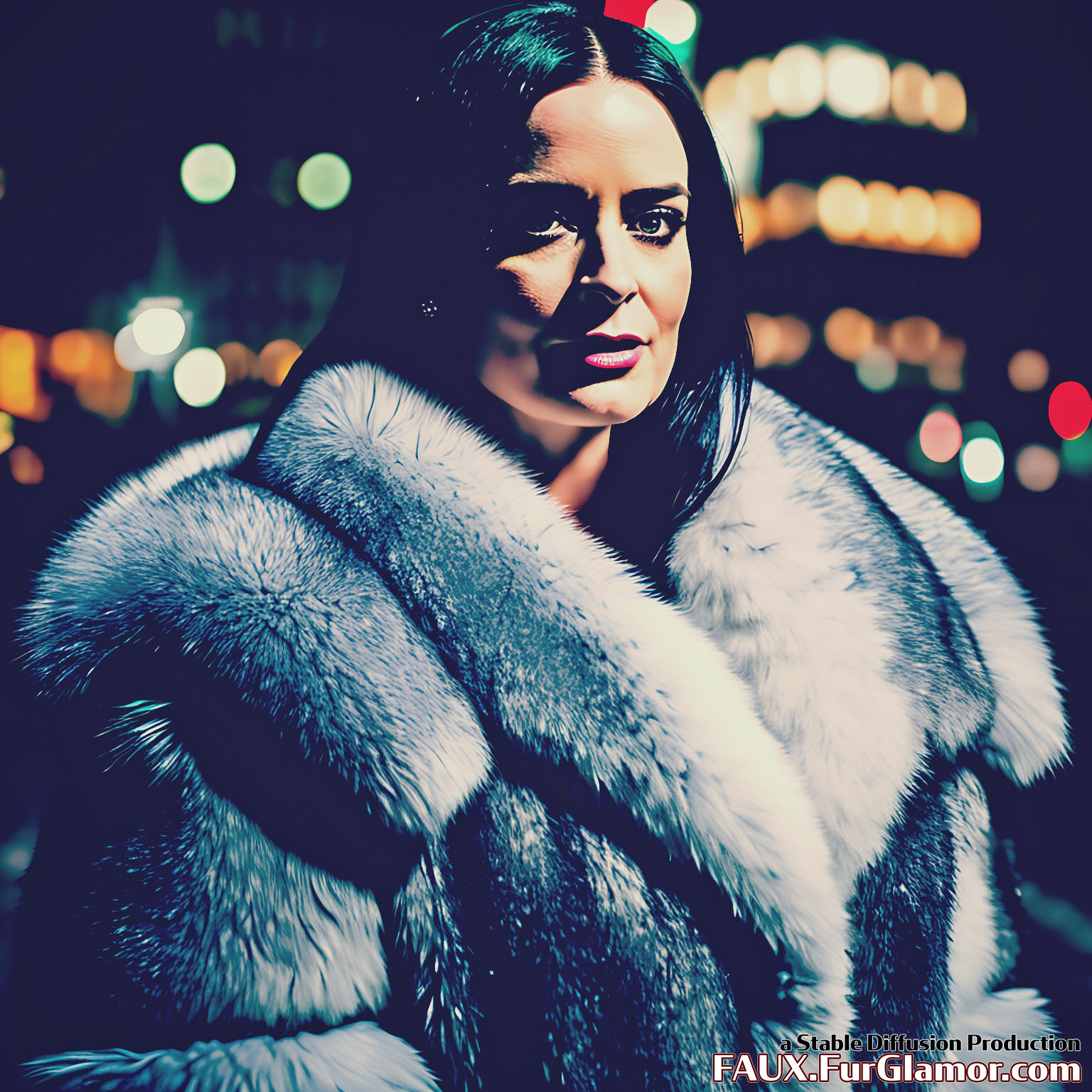 Stable Diffusion Render of Emily Blunt in a Fur Coat