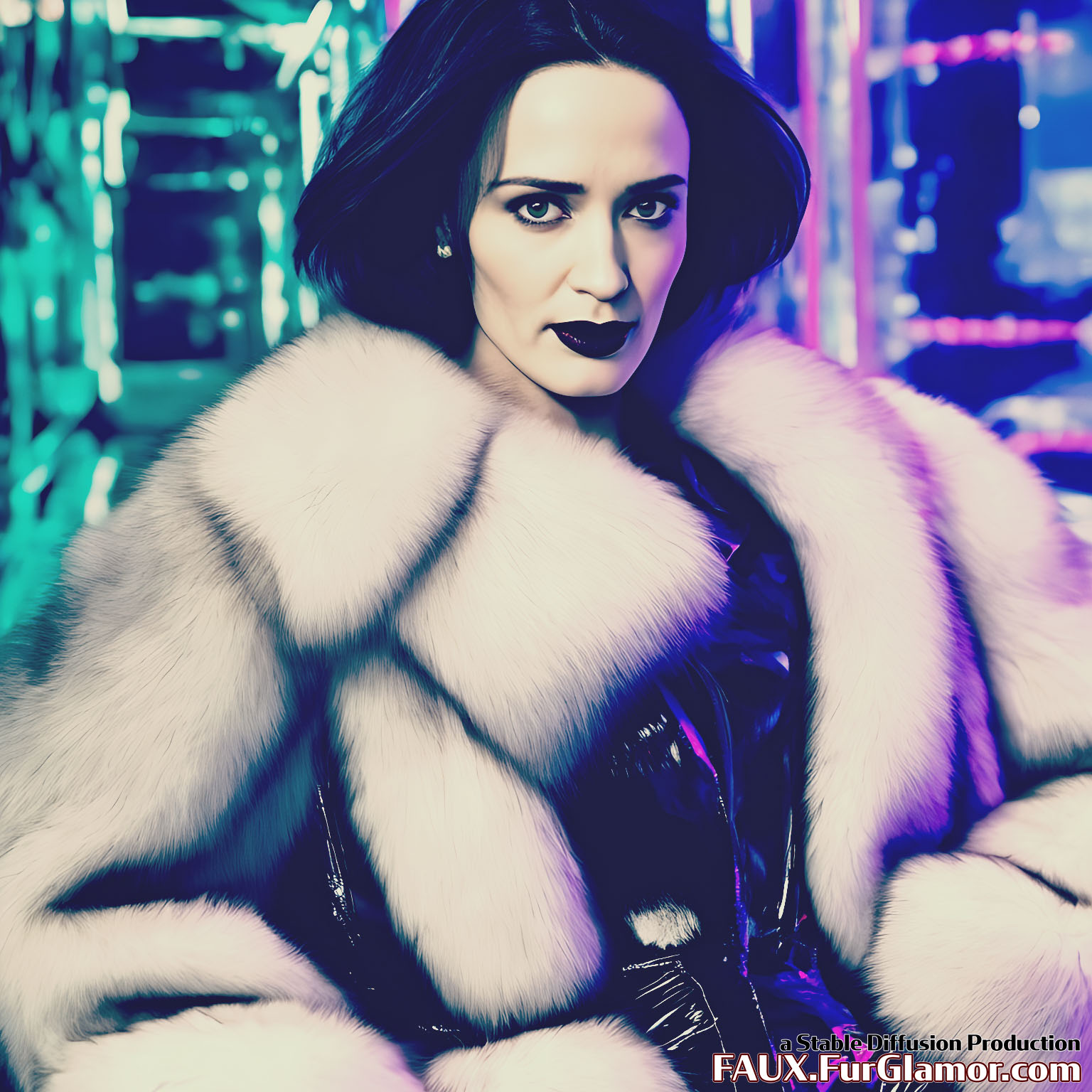 Stable Diffusion Render of Emily Blunt in a Fur Coat
