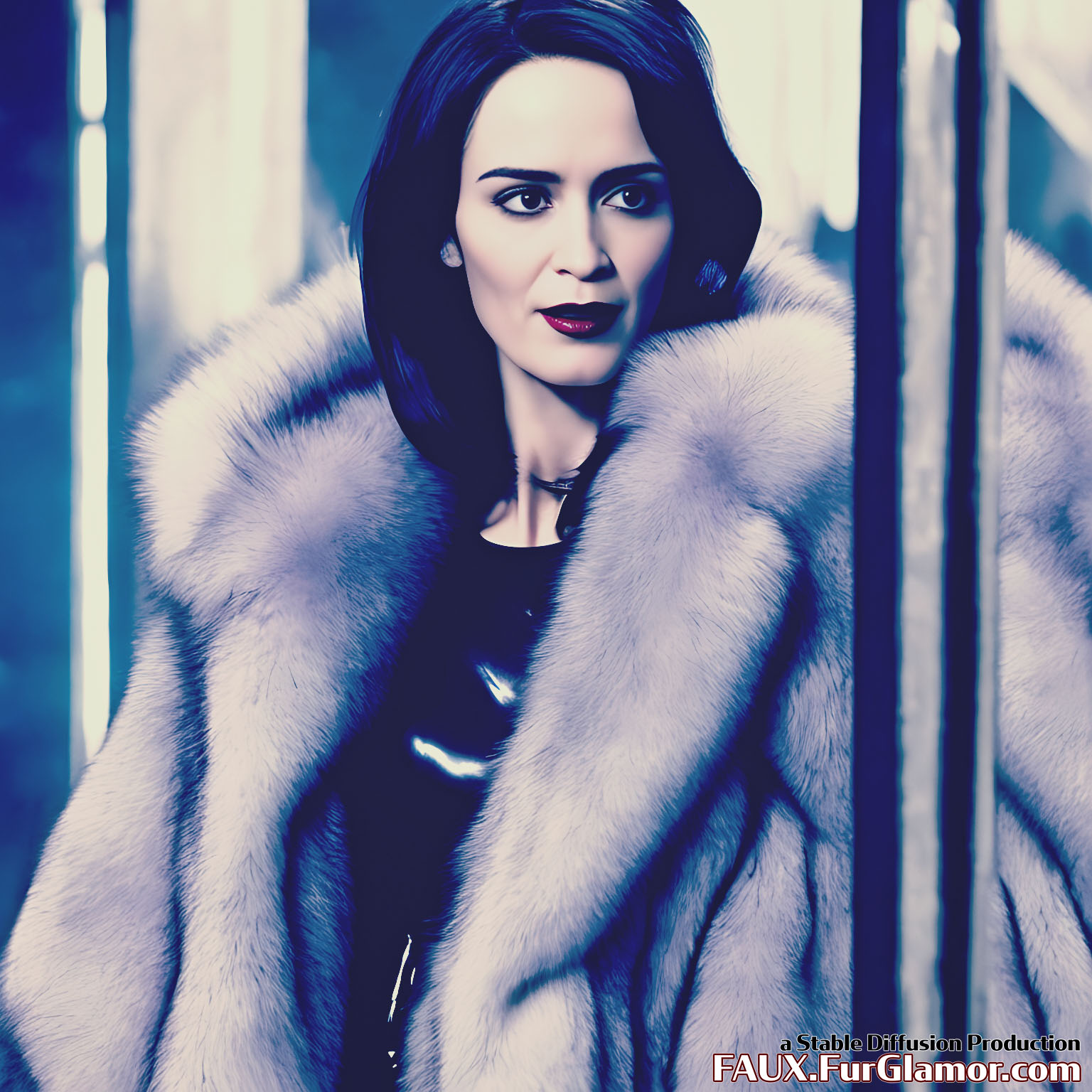 Stable Diffusion Render of Emily Blunt in a Fur Coat