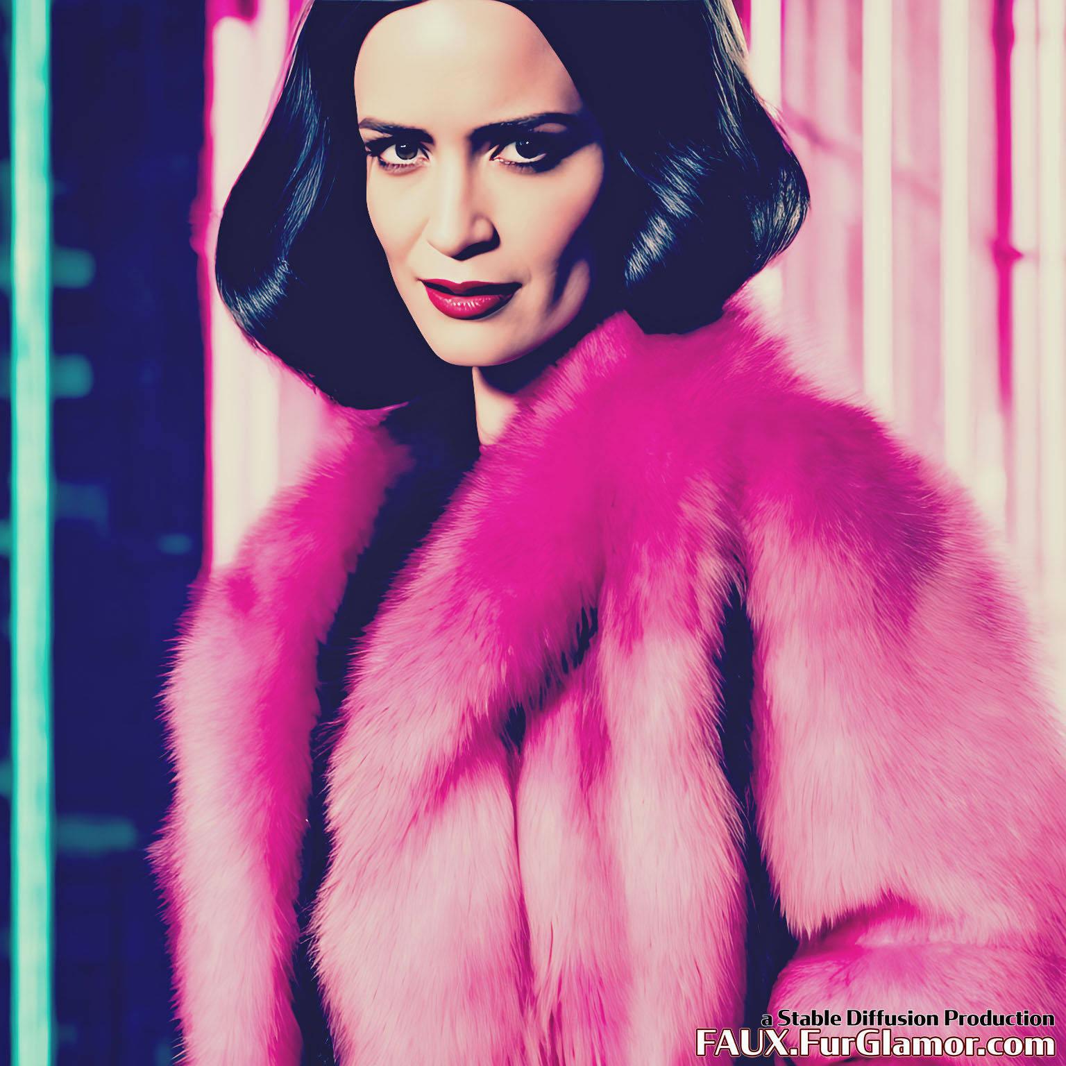 Stable Diffusion Render of Emily Blunt in a Fur Coat