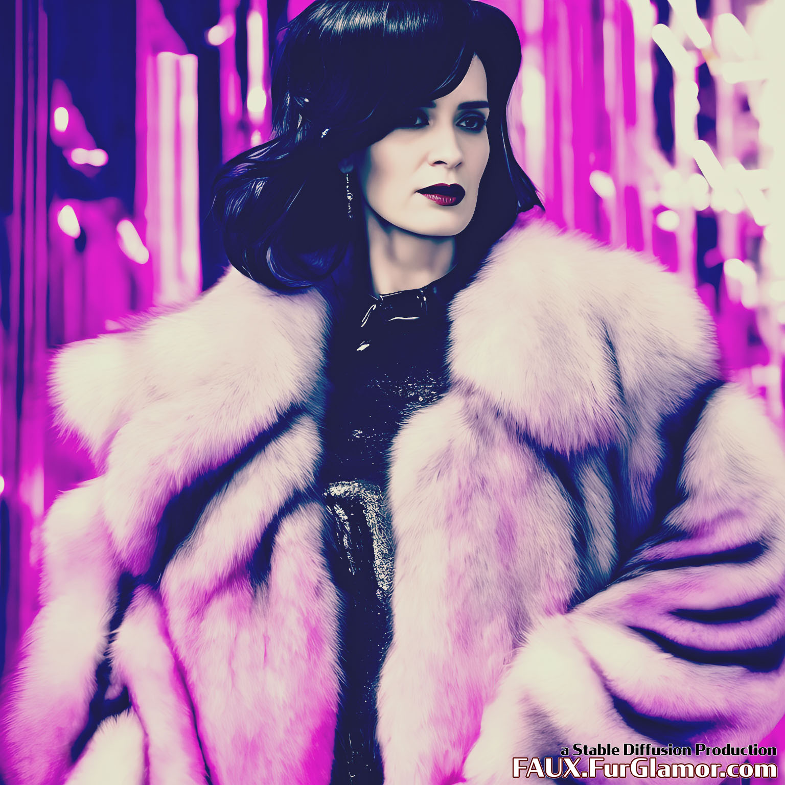 Stable Diffusion Render of Emily Blunt in a Fur Coat