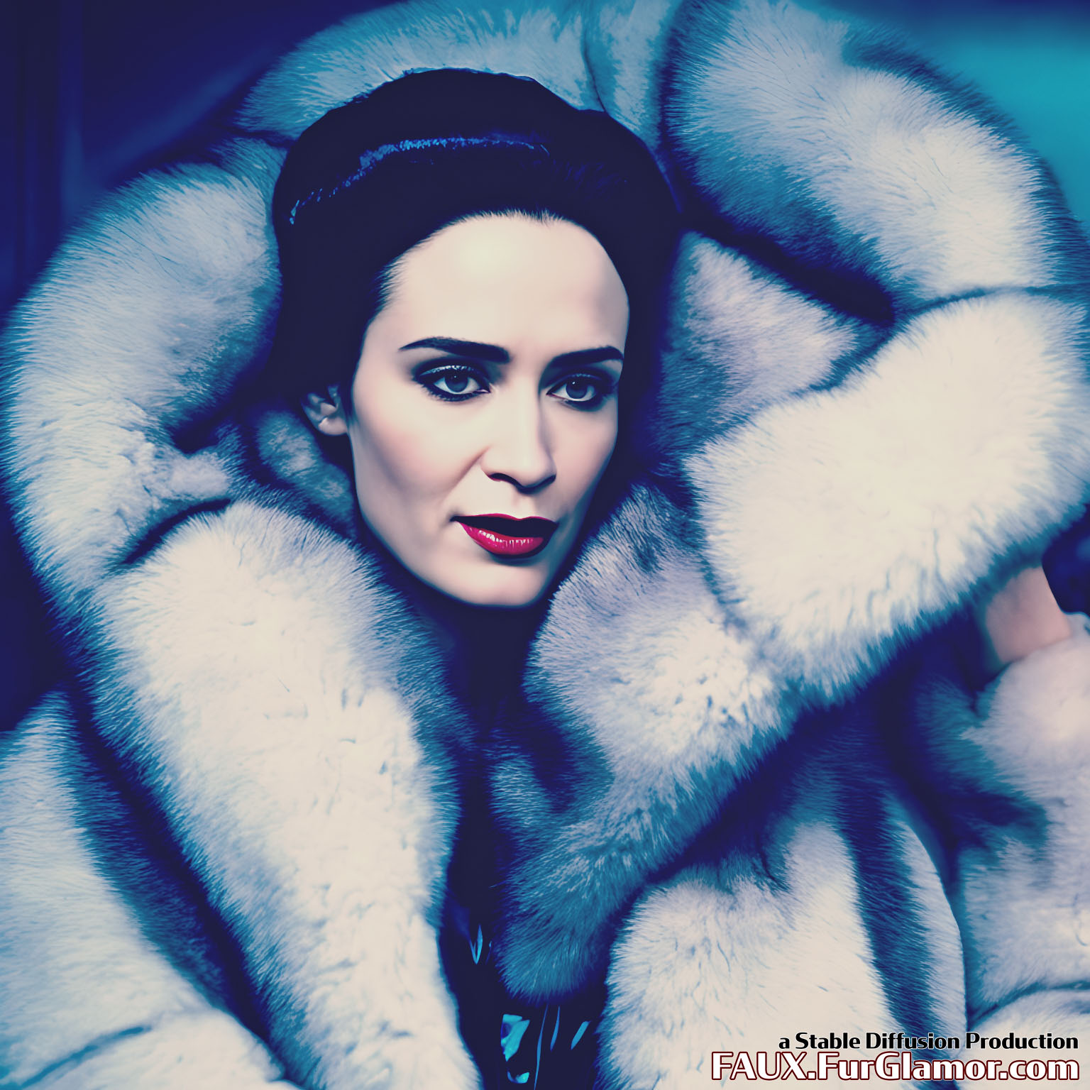Stable Diffusion Render of Emily Blunt in a Fur Coat