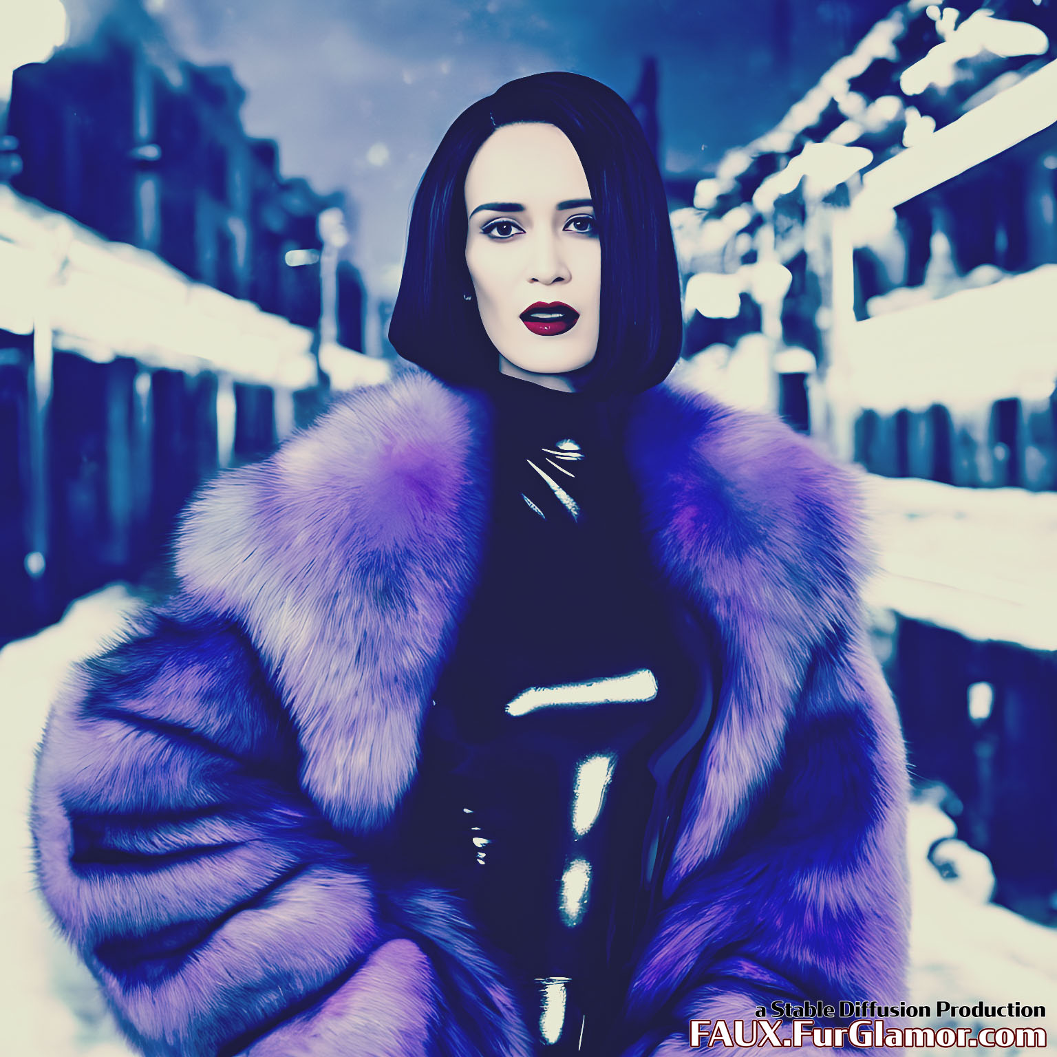 Stable Diffusion Render of Emily Blunt in a Fur Coat