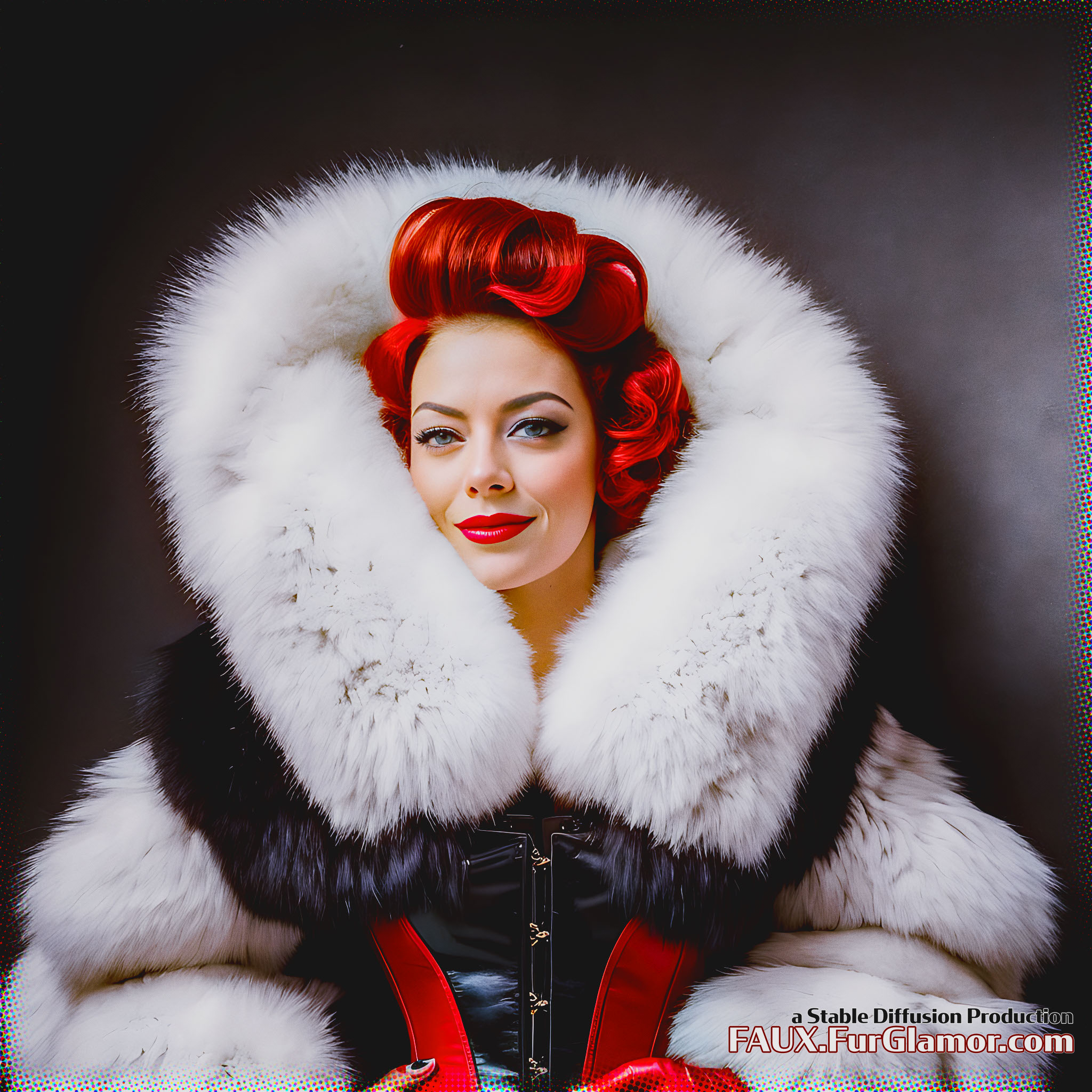 Stable Diffusion Render of Emma Stone in a Fur Coat