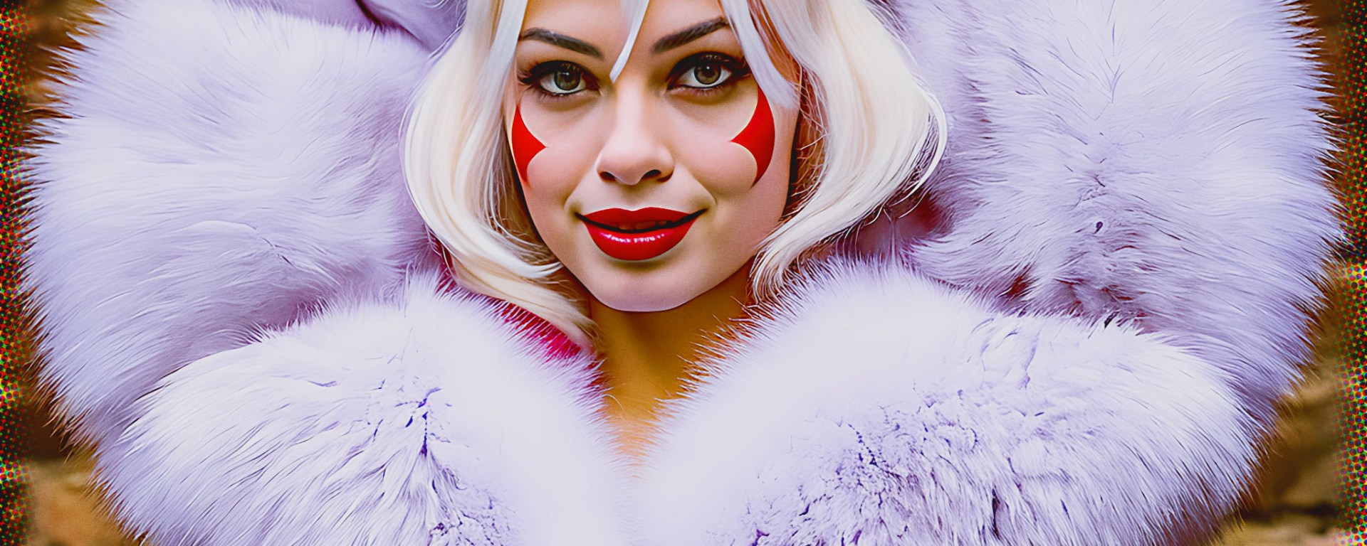 Stable Diffusion Render of Margot Robbie as Harley Quinn in a Fur Coat