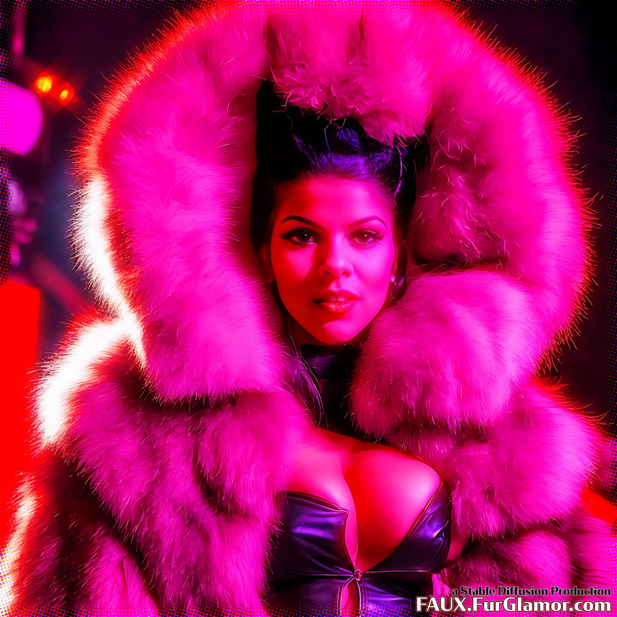 Stable Diffusion Render of Shakira in a Fur Coat