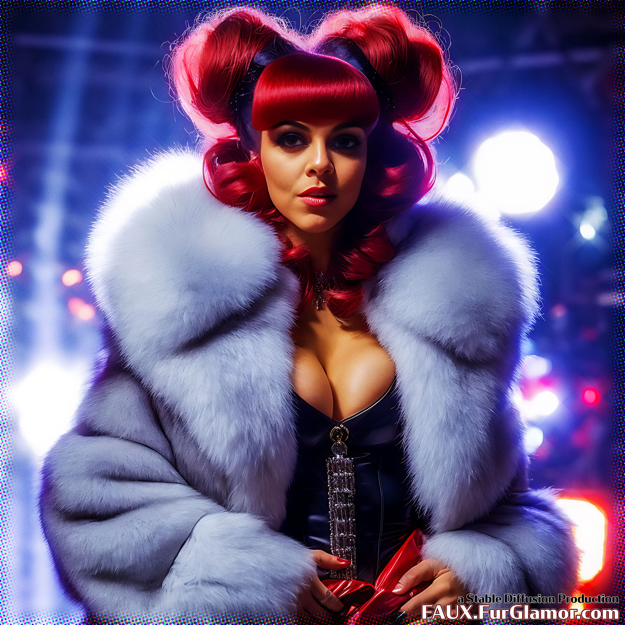 Stable Diffusion Render of Shakira in a Fur Coat