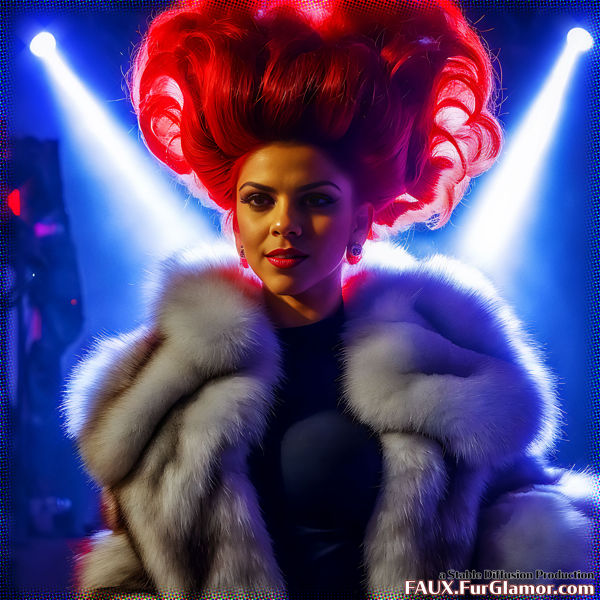 Stable Diffusion Render of Shakira in a Fur Coat