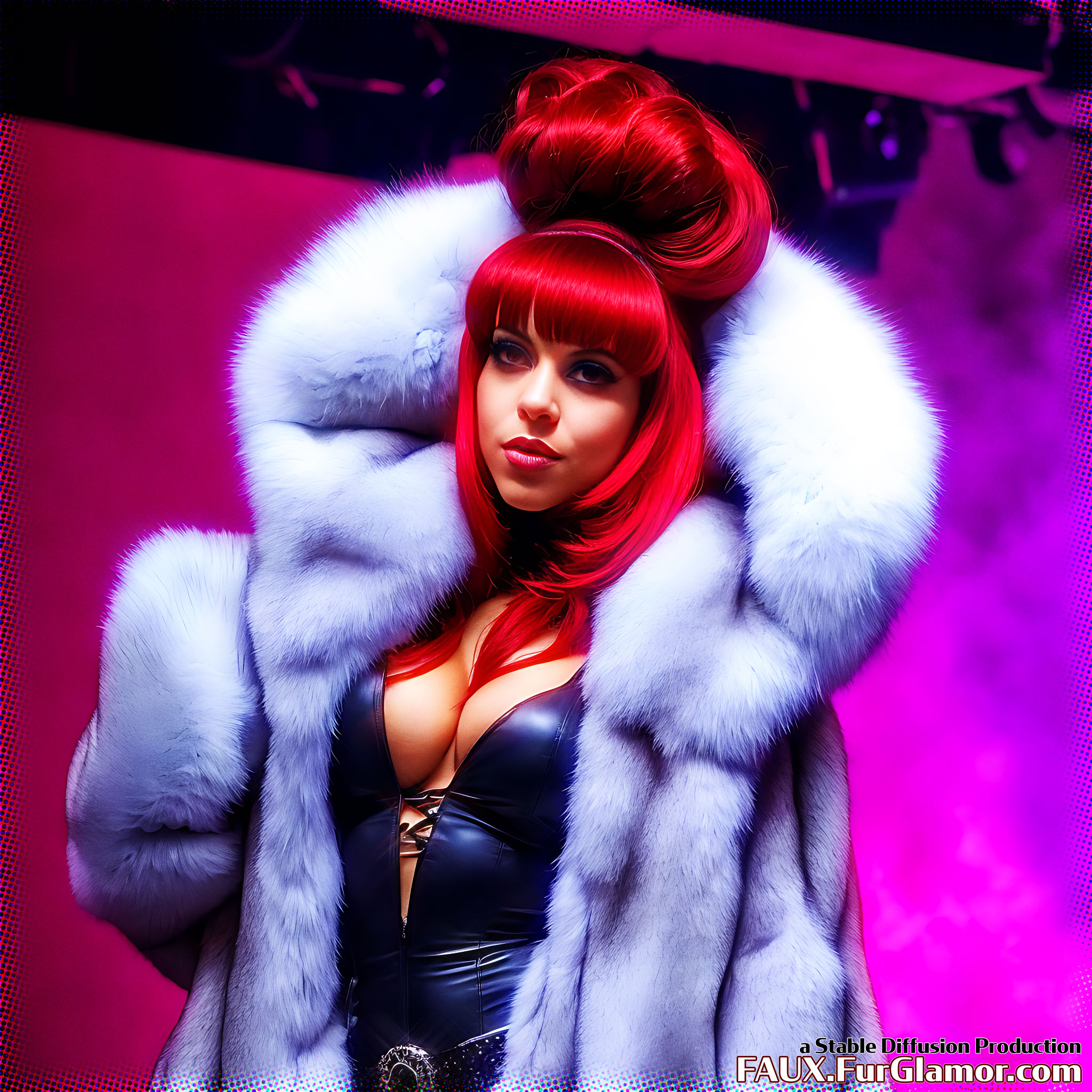 Stable Diffusion Render of Shakira in a Fur Coat