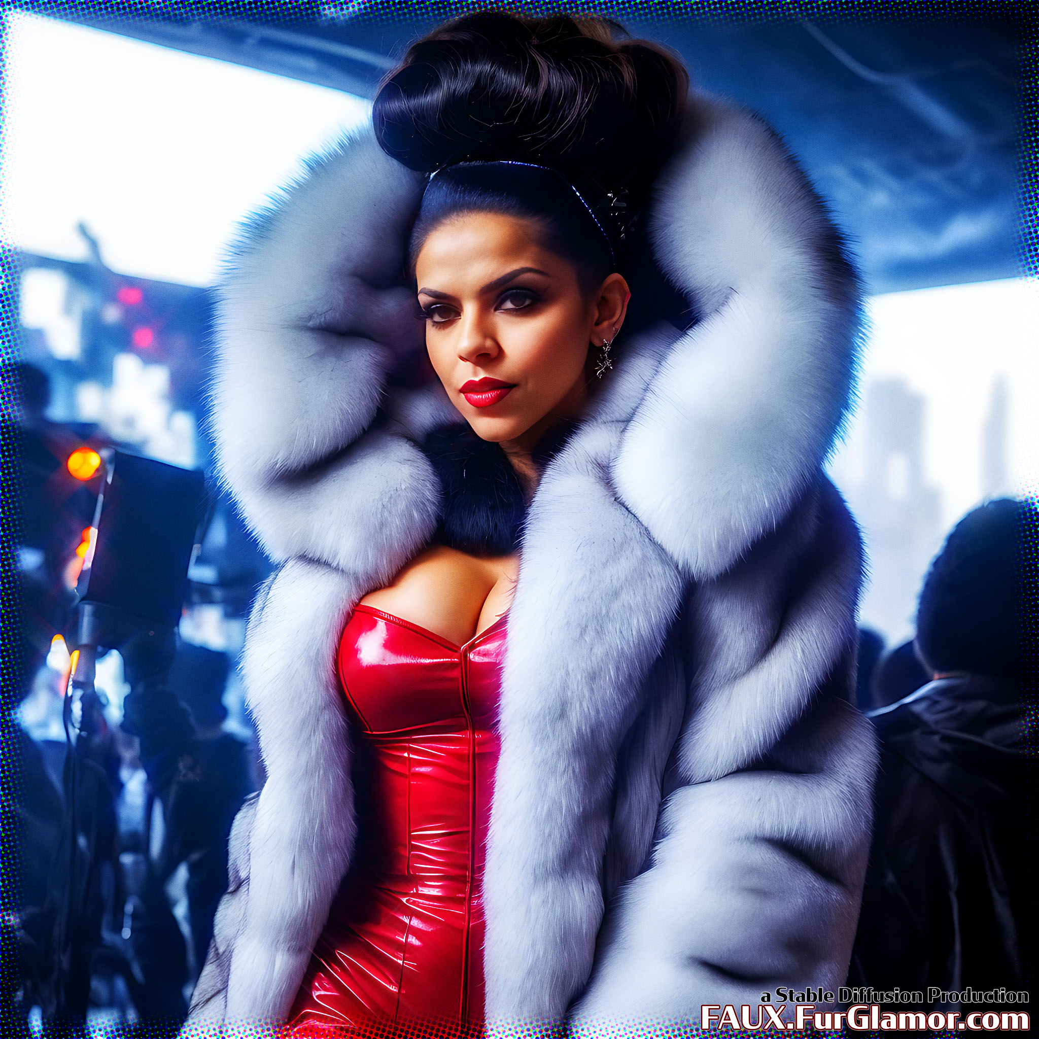 Stable Diffusion Render of Shakira in a Fur Coat