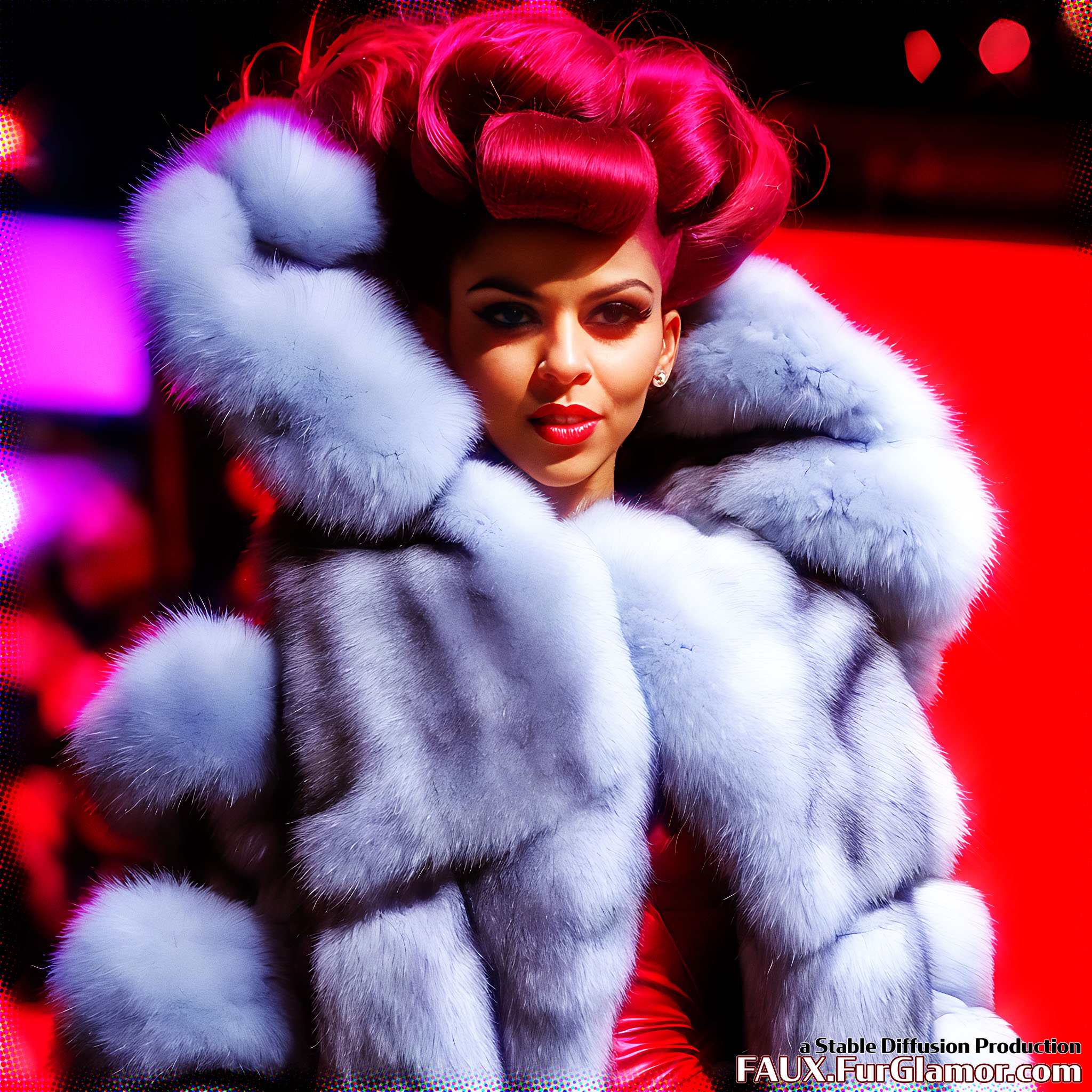 Stable Diffusion Render of Shakira in a Fur Coat