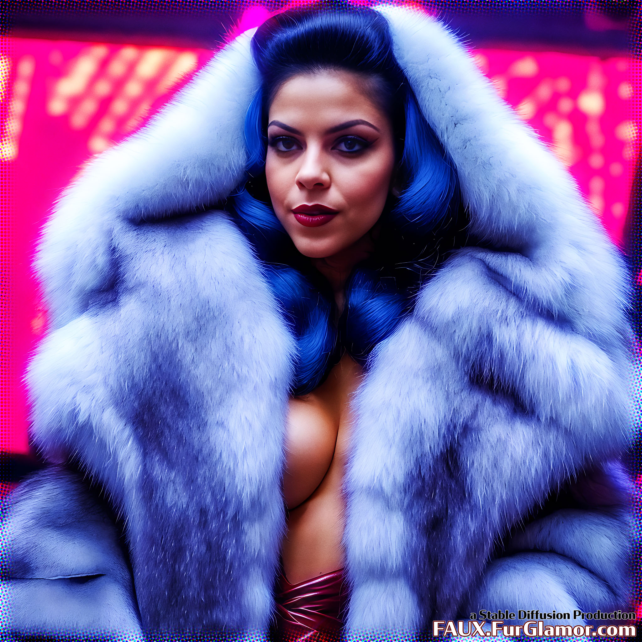 Stable Diffusion Render of Shakira in a Fur Coat