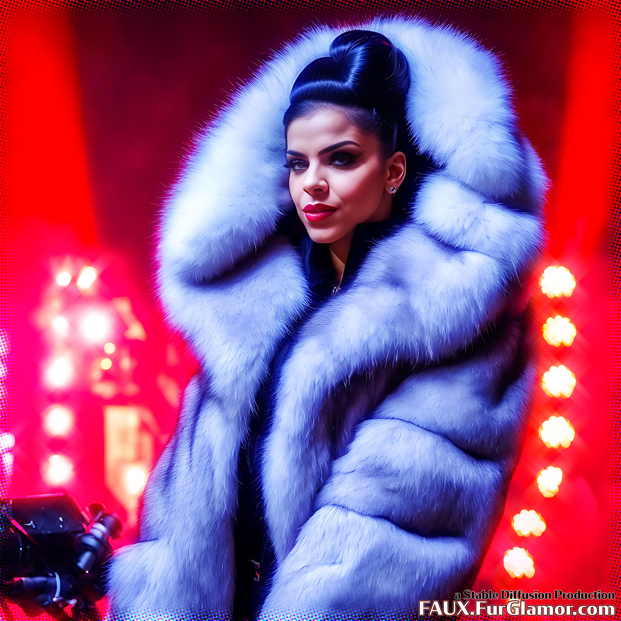 Stable Diffusion Render of Shakira in a Fur Coat