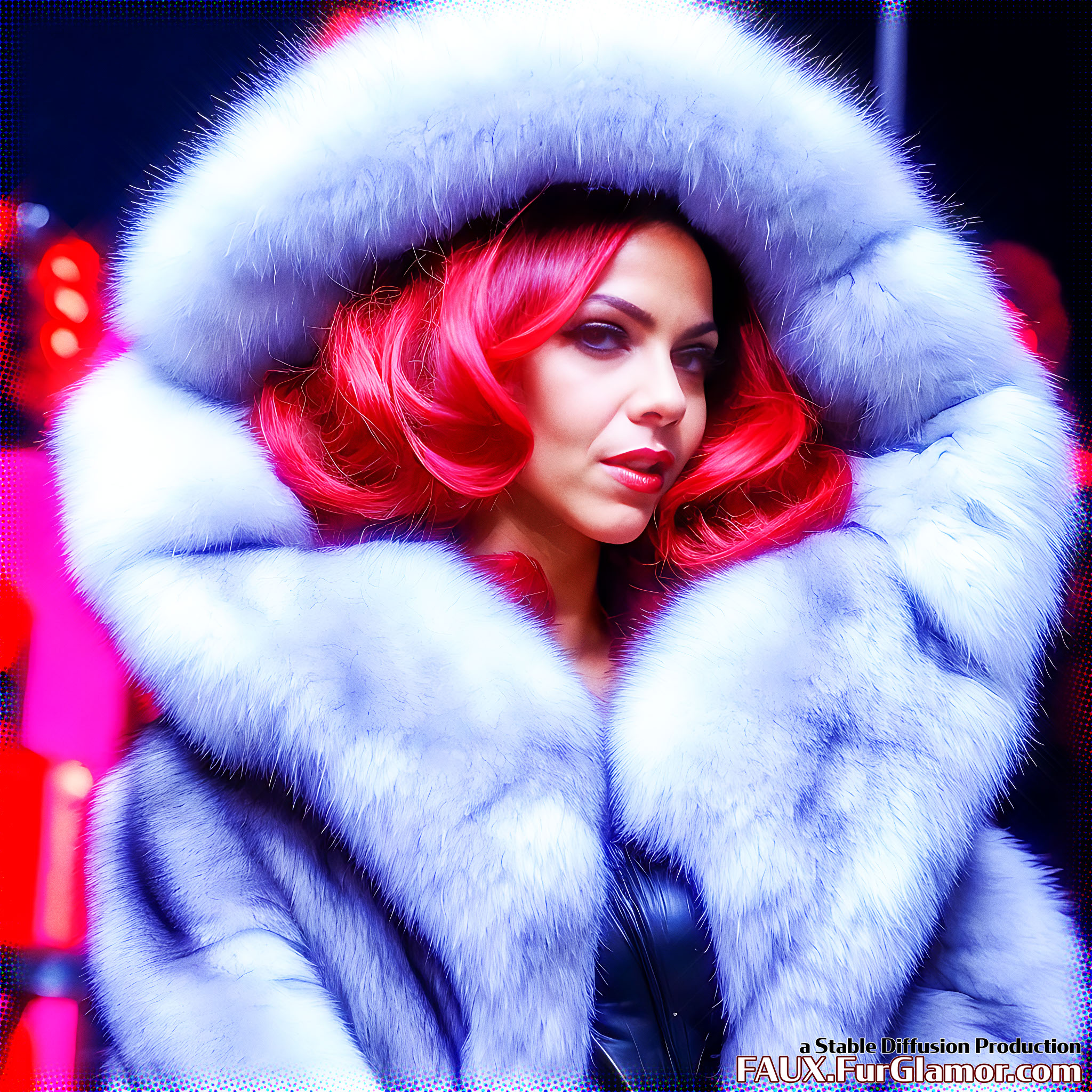 Stable Diffusion Render of Shakira in a Fur Coat