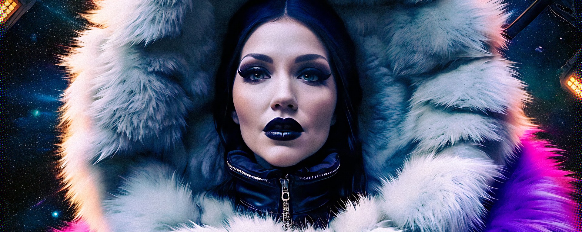 Stable Diffusion Render of Tricia Helfer in a Fur Coat