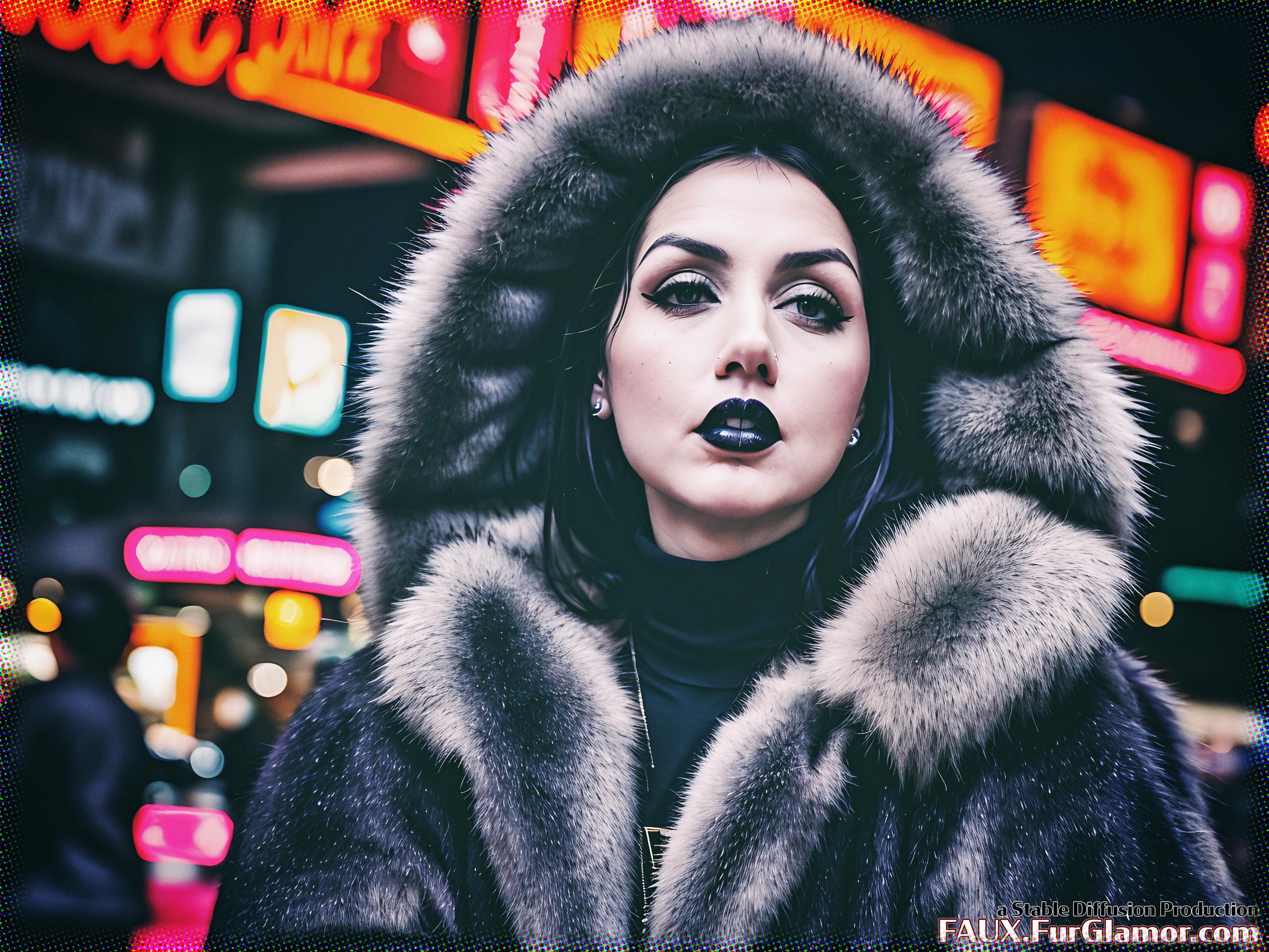 Stable Diffusion Render of Ana de Armas in a Fur Coat