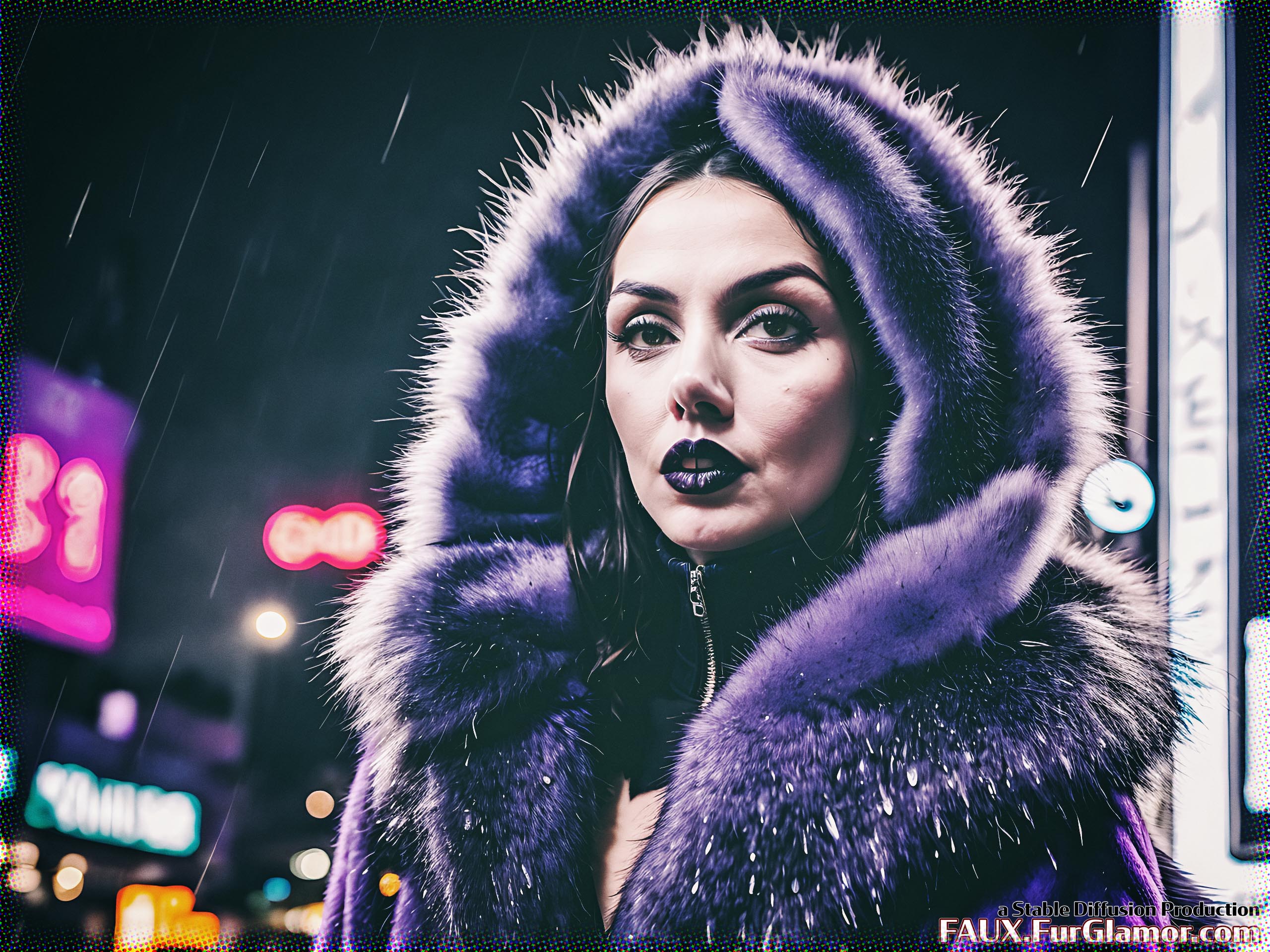 Stable Diffusion Render of Ana de Armas in a Fur Coat