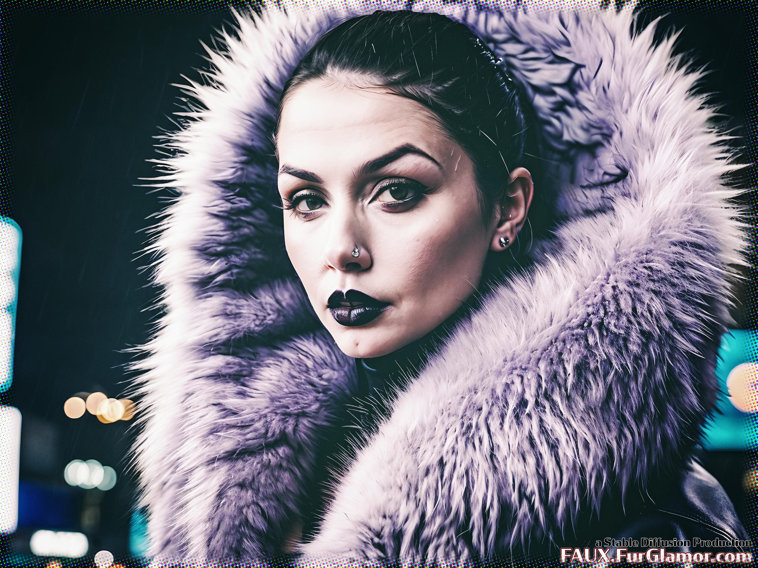 Stable Diffusion Render of Ana de Armas in a Fur Coat