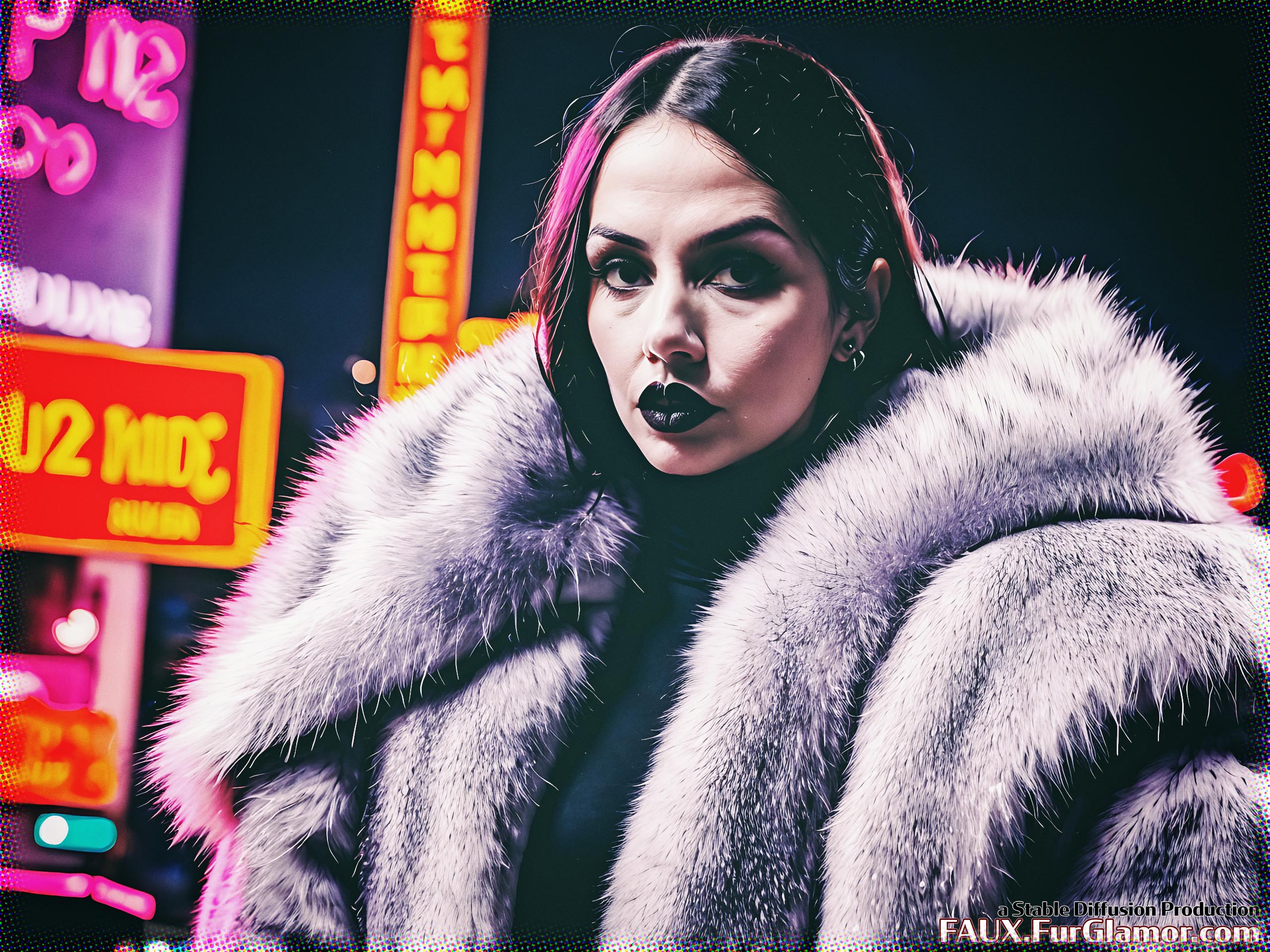 Stable Diffusion Render of Ana de Armas in a Fur Coat
