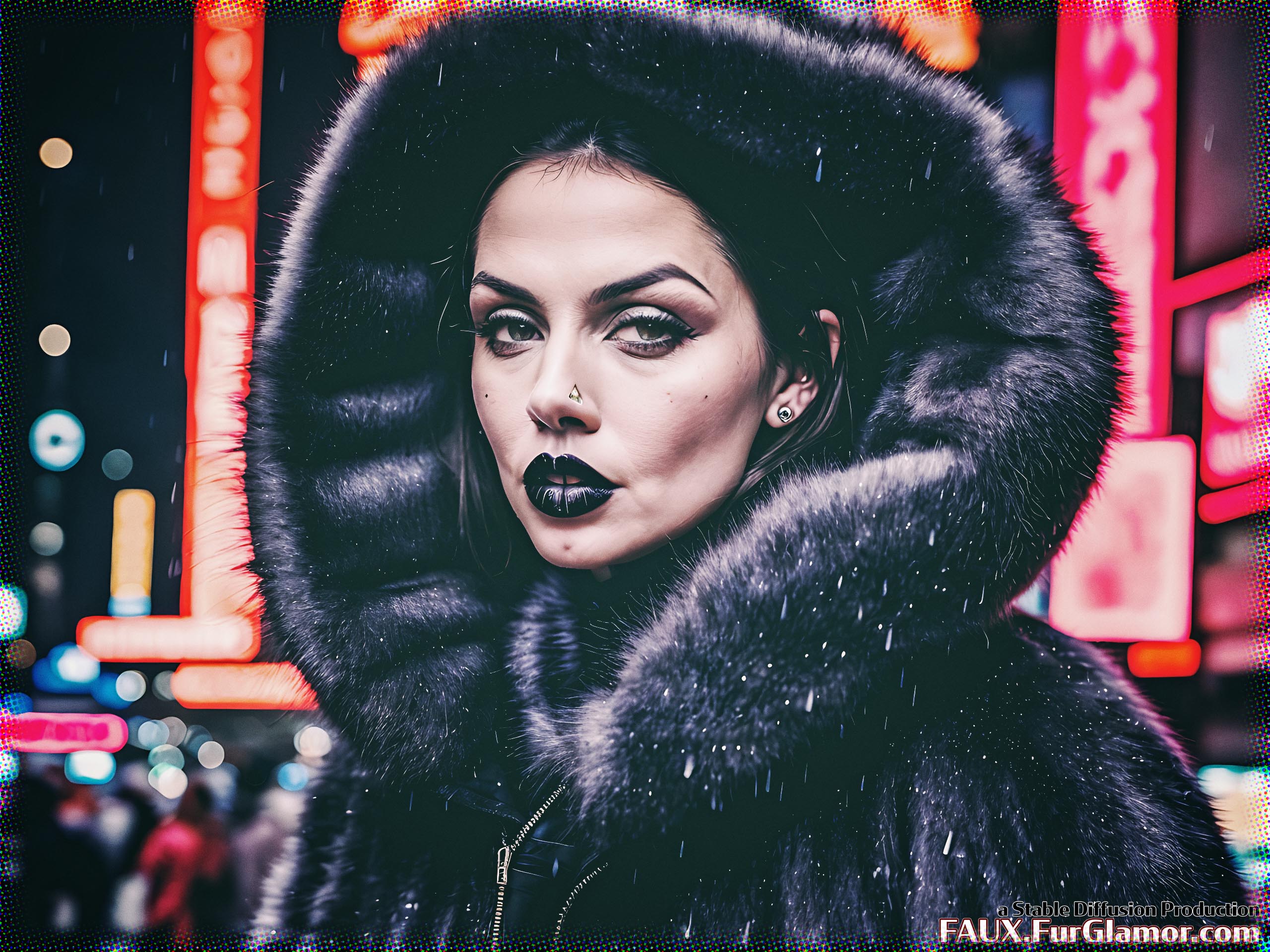 Stable Diffusion Render of Ana de Armas in a Fur Coat