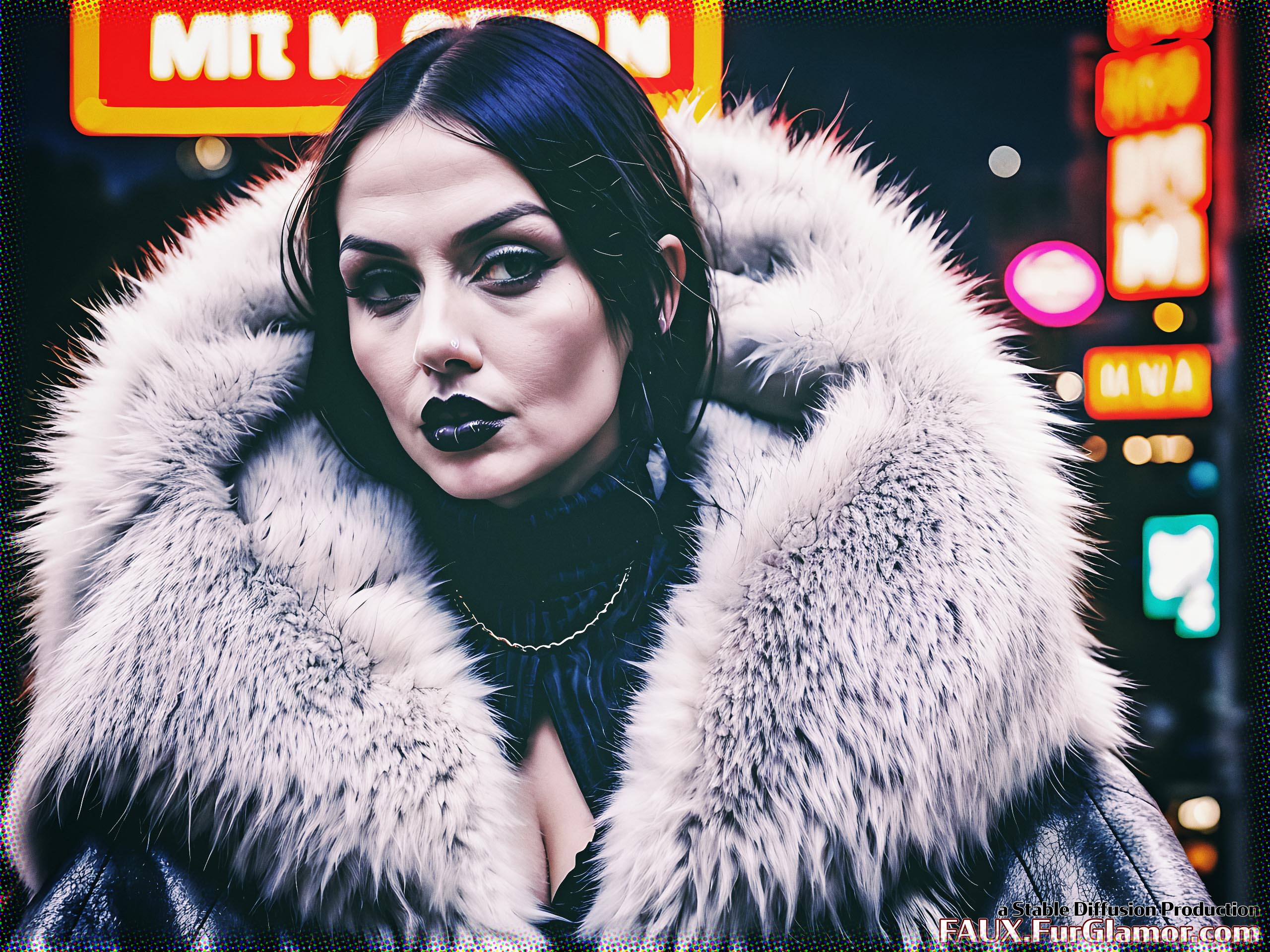 Stable Diffusion Render of Ana de Armas in a Fur Coat