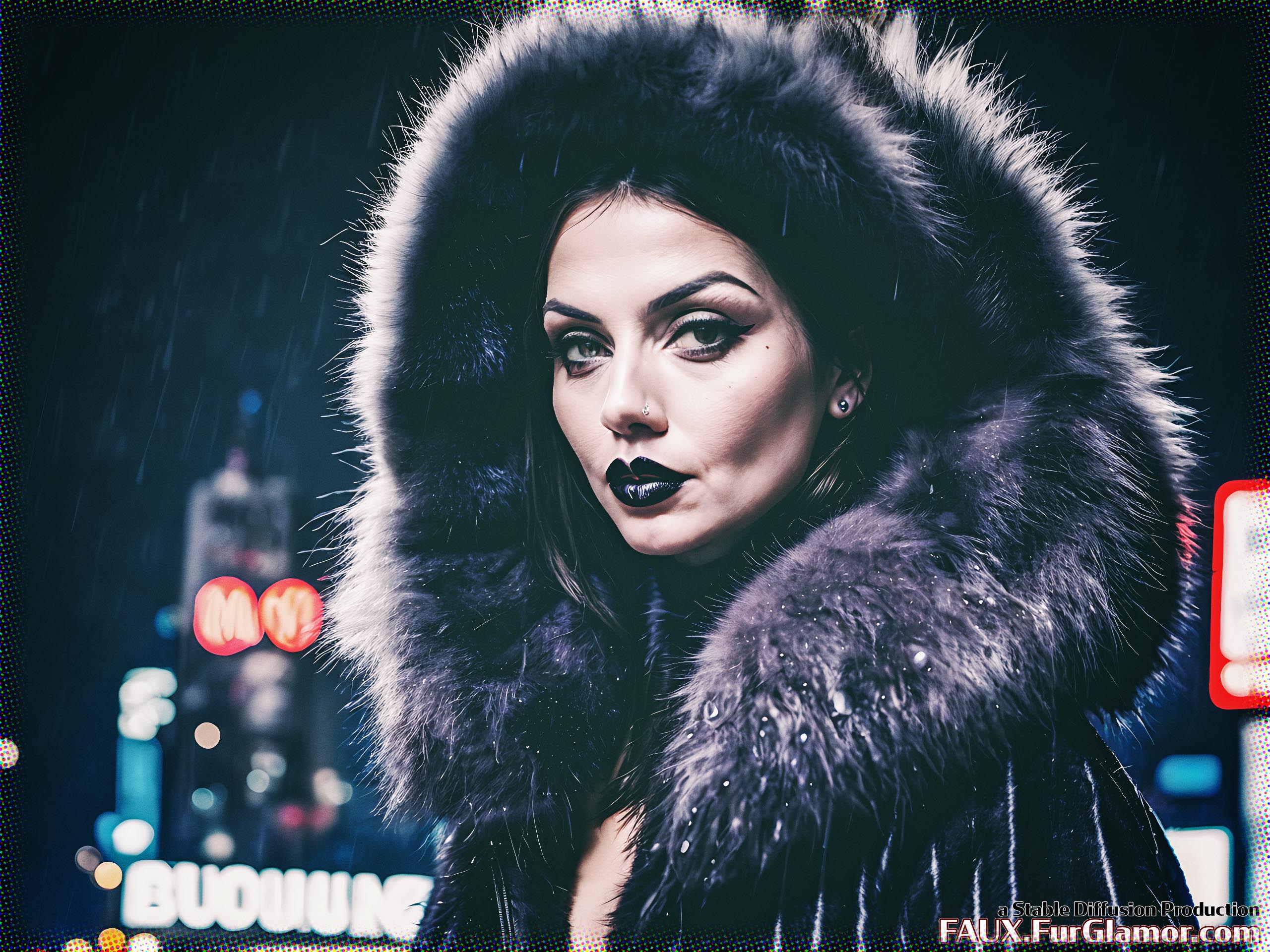 Stable Diffusion Render of Ana de Armas in a Fur Coat