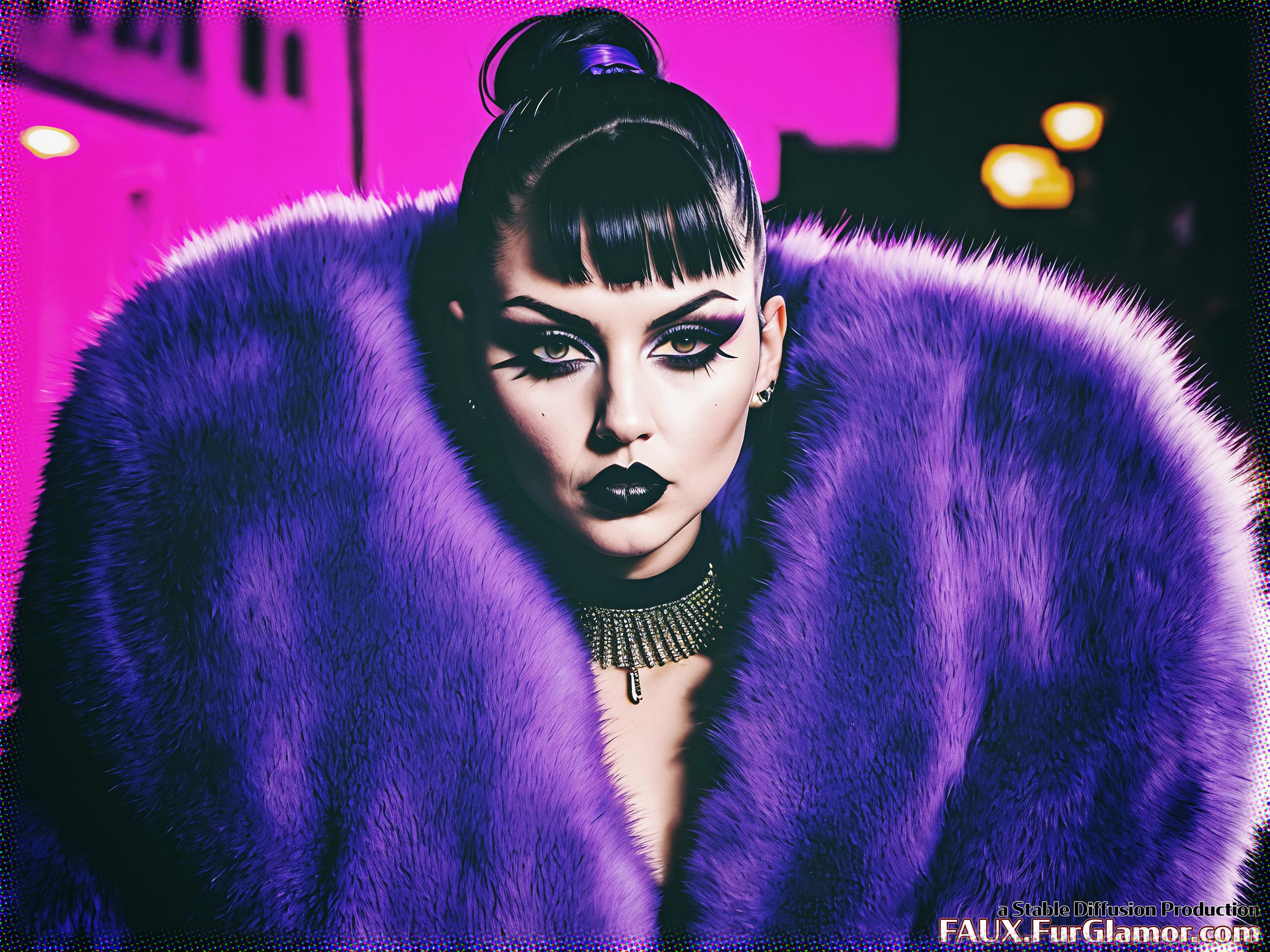 Stable Diffusion Render of Ana de Armas in a Fur Coat