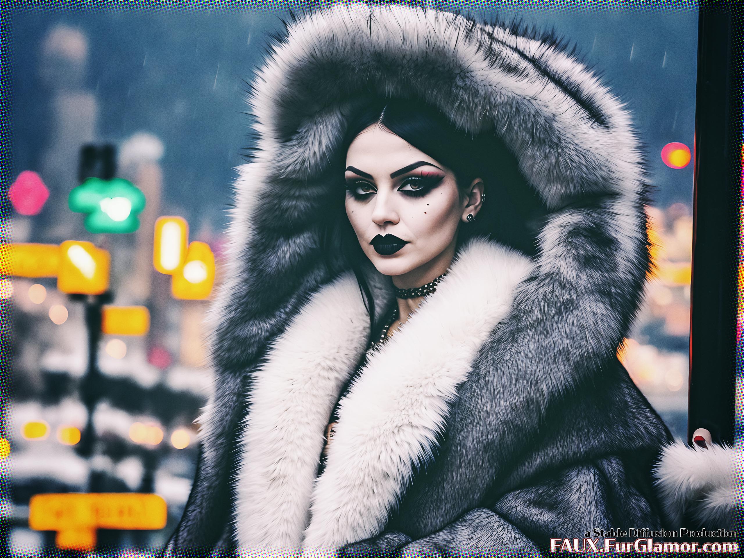 Stable Diffusion Render of Ana de Armas in a Fur Coat