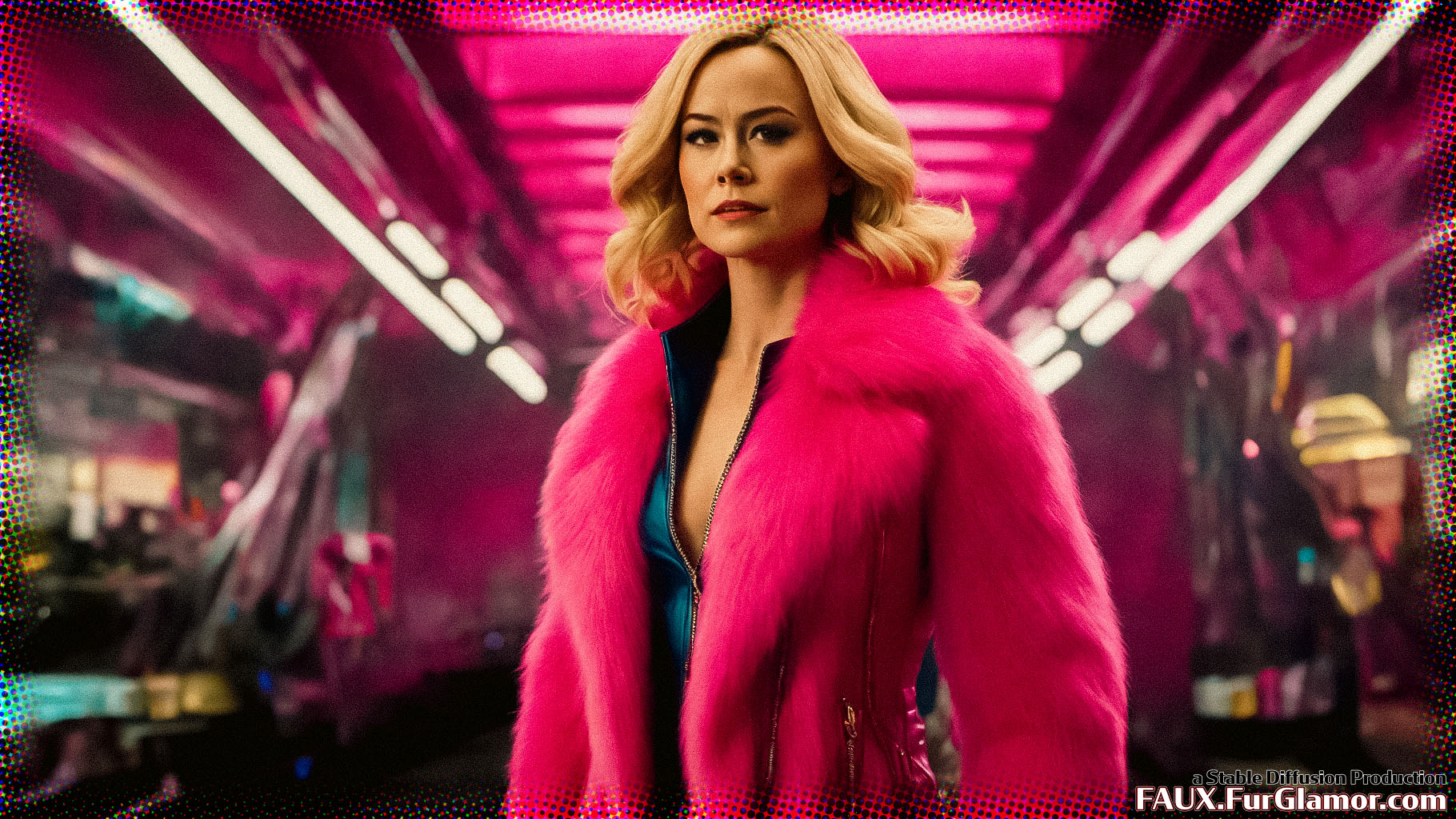 Stable Diffusion Render of Brie Larson as Captain Marvel in a Fur Coat