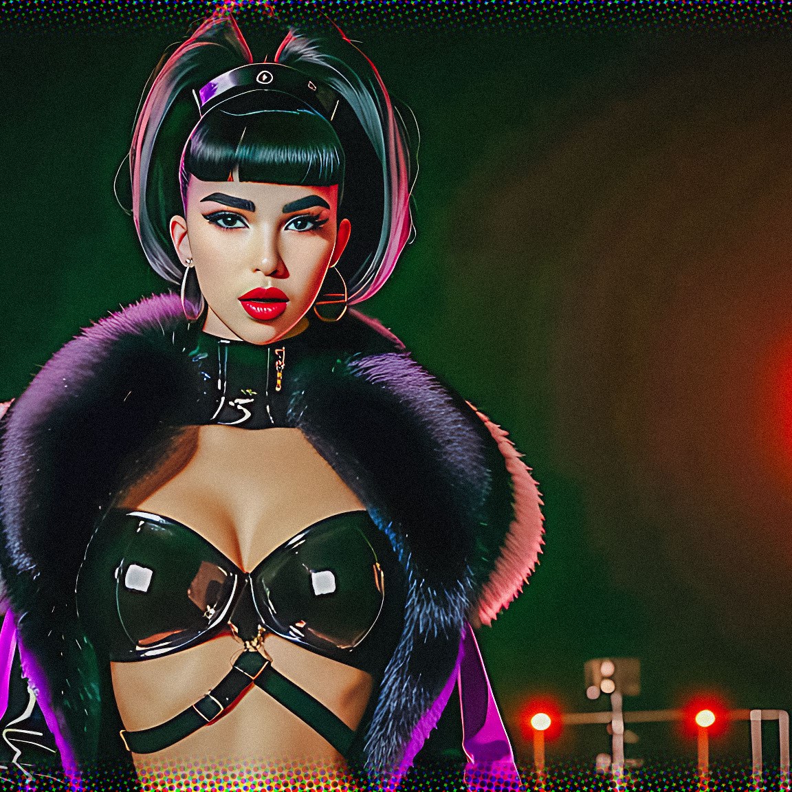 Stable Diffusion Render of Dua Lipa in a Fur Coat