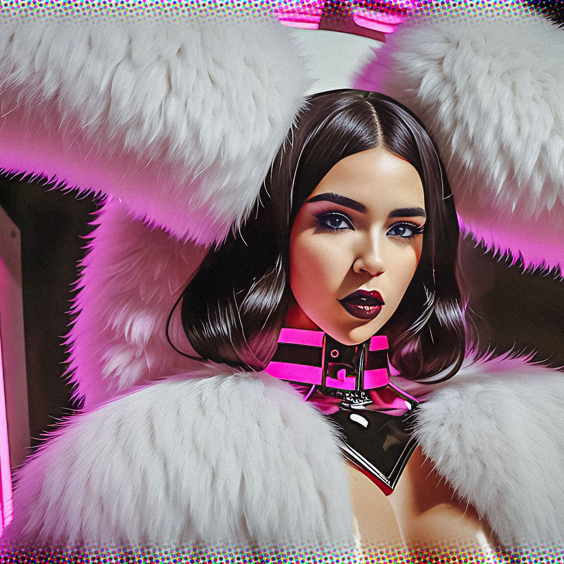Stable Diffusion Render of Dua Lipa in a Fur Coat