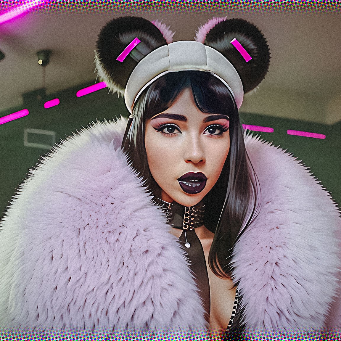 Stable Diffusion Render of Dua Lipa in a Fur Coat