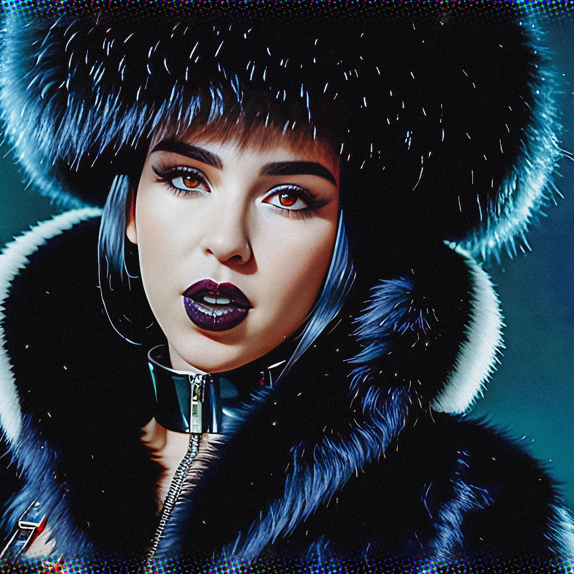 Stable Diffusion Render of Dua Lipa in a Fur Coat