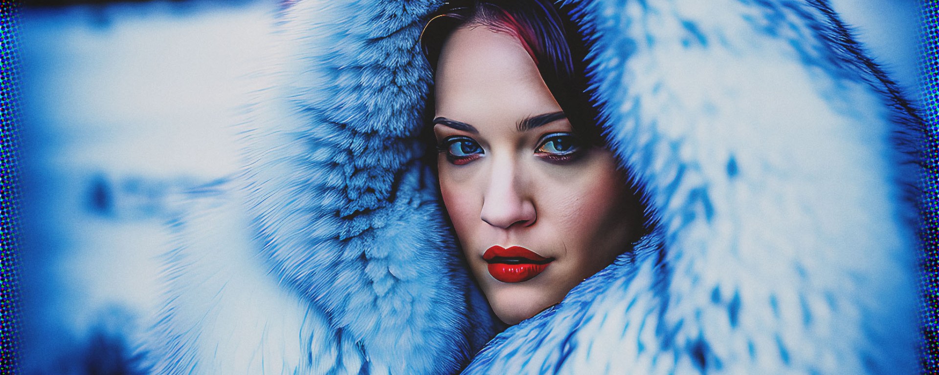 Stable Diffusion Render of Kat Dennings in a Fur Coat