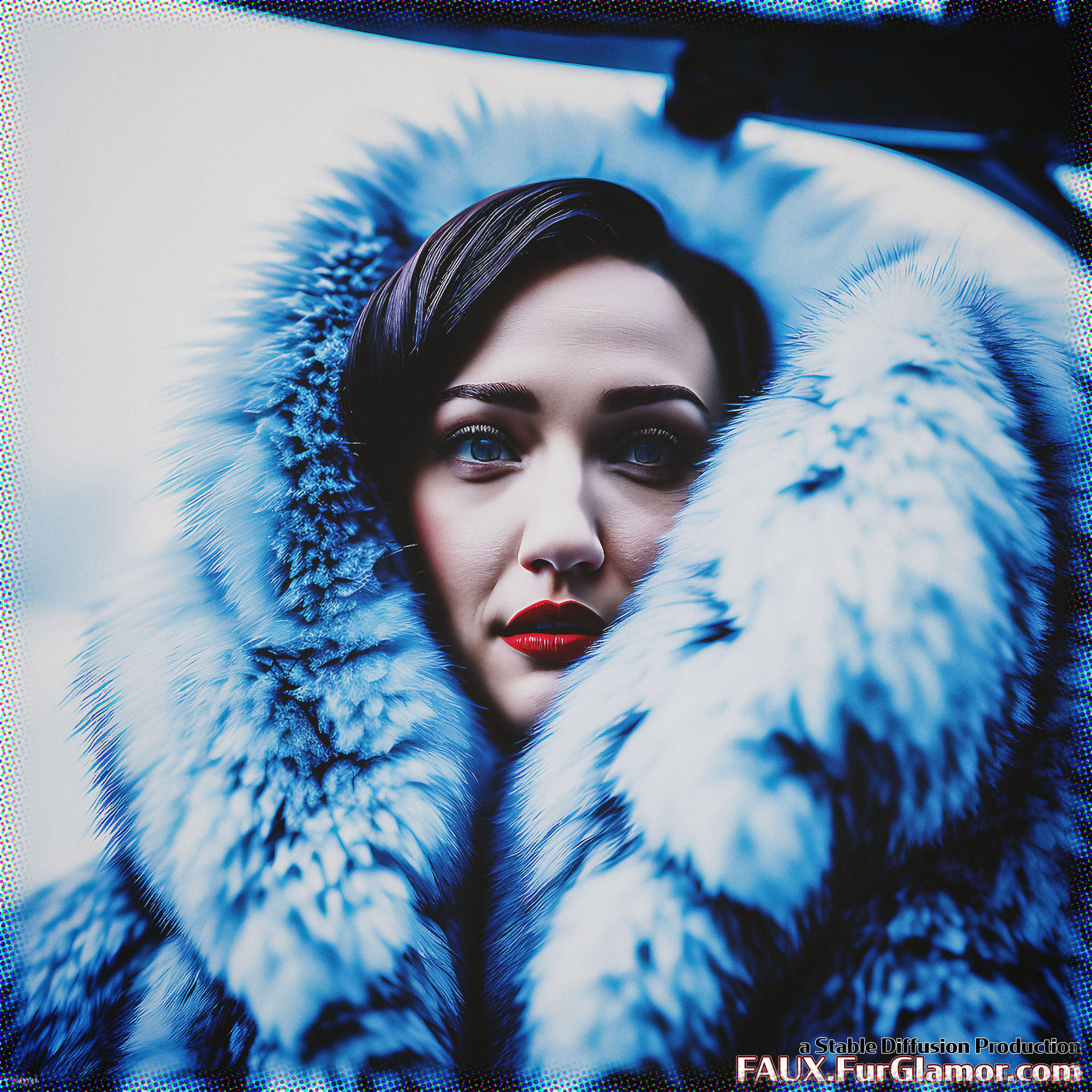 Stable Diffusion Render of Kat Dennings in a Fur Coat