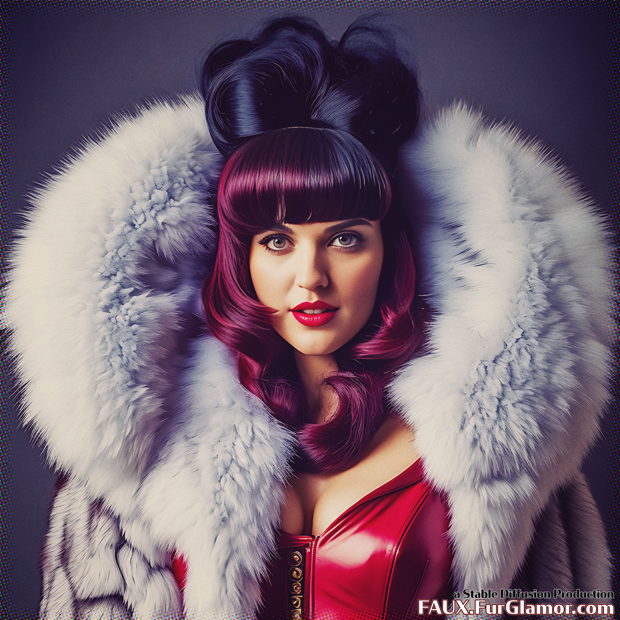 Stable Diffusion Render of Katie McGrath as Lena Luthor in a Fur Coat