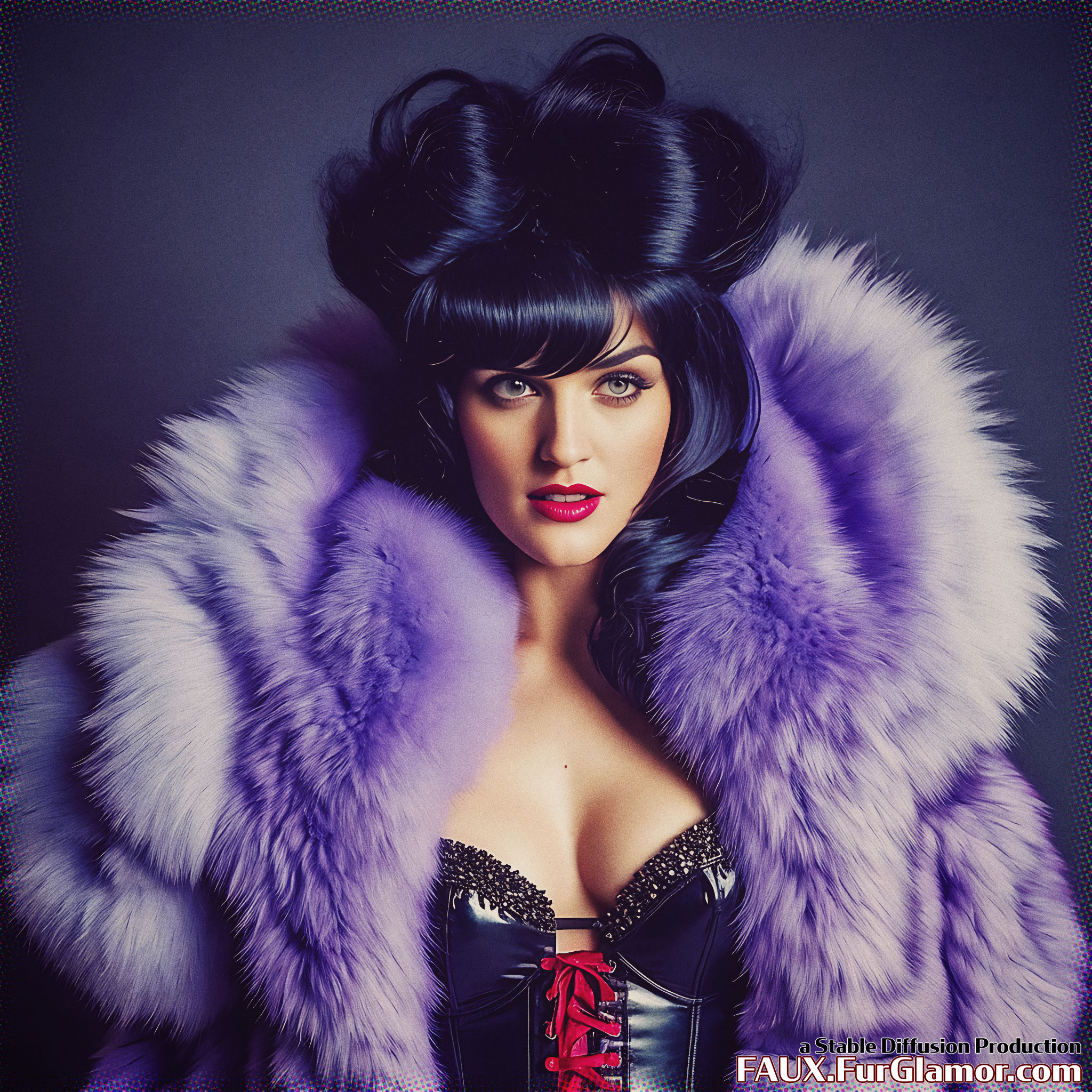 Stable Diffusion Render of Katie McGrath as Lena Luthor in a Fur Coat