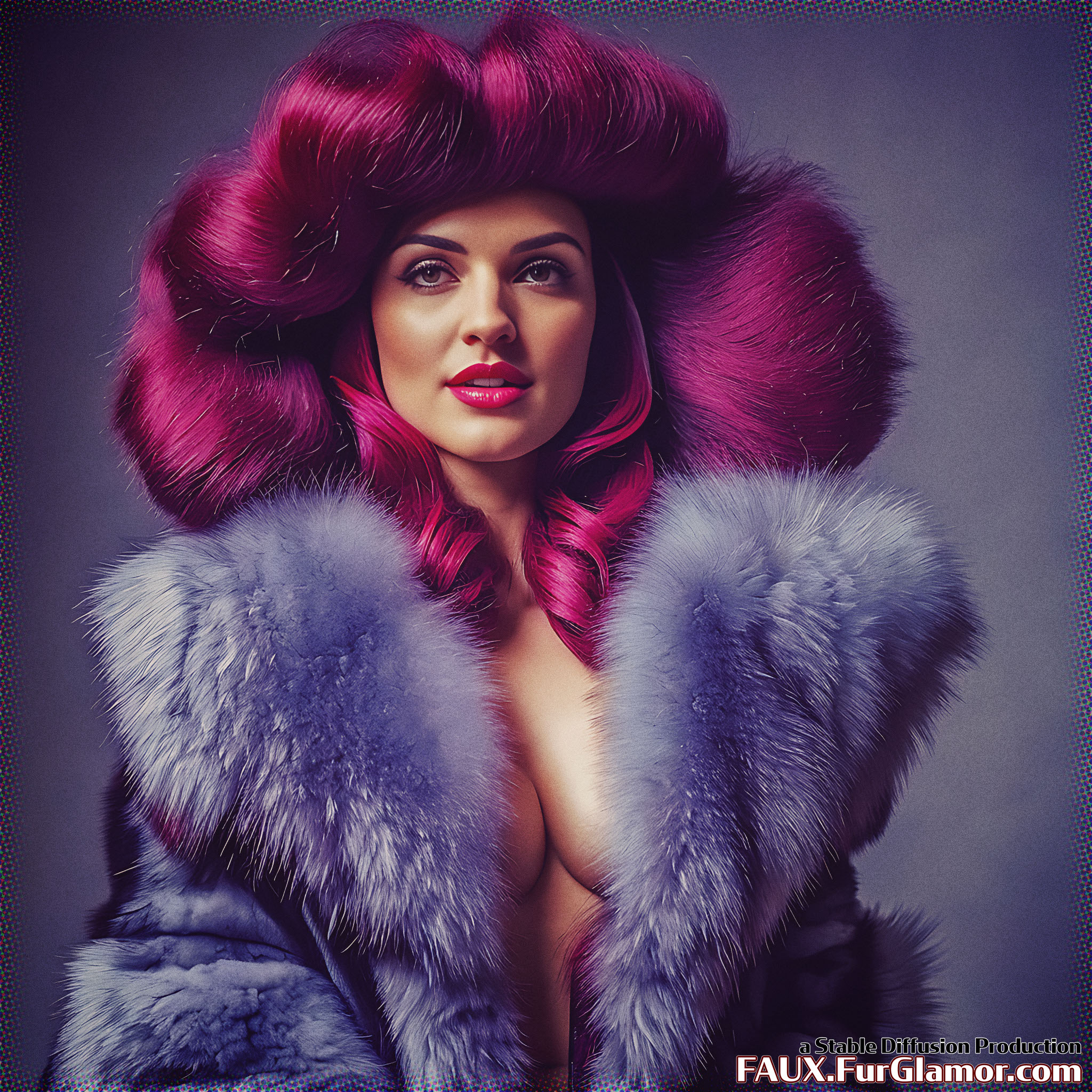 Stable Diffusion Render of Katie McGrath as Lena Luthor in a Fur Coat