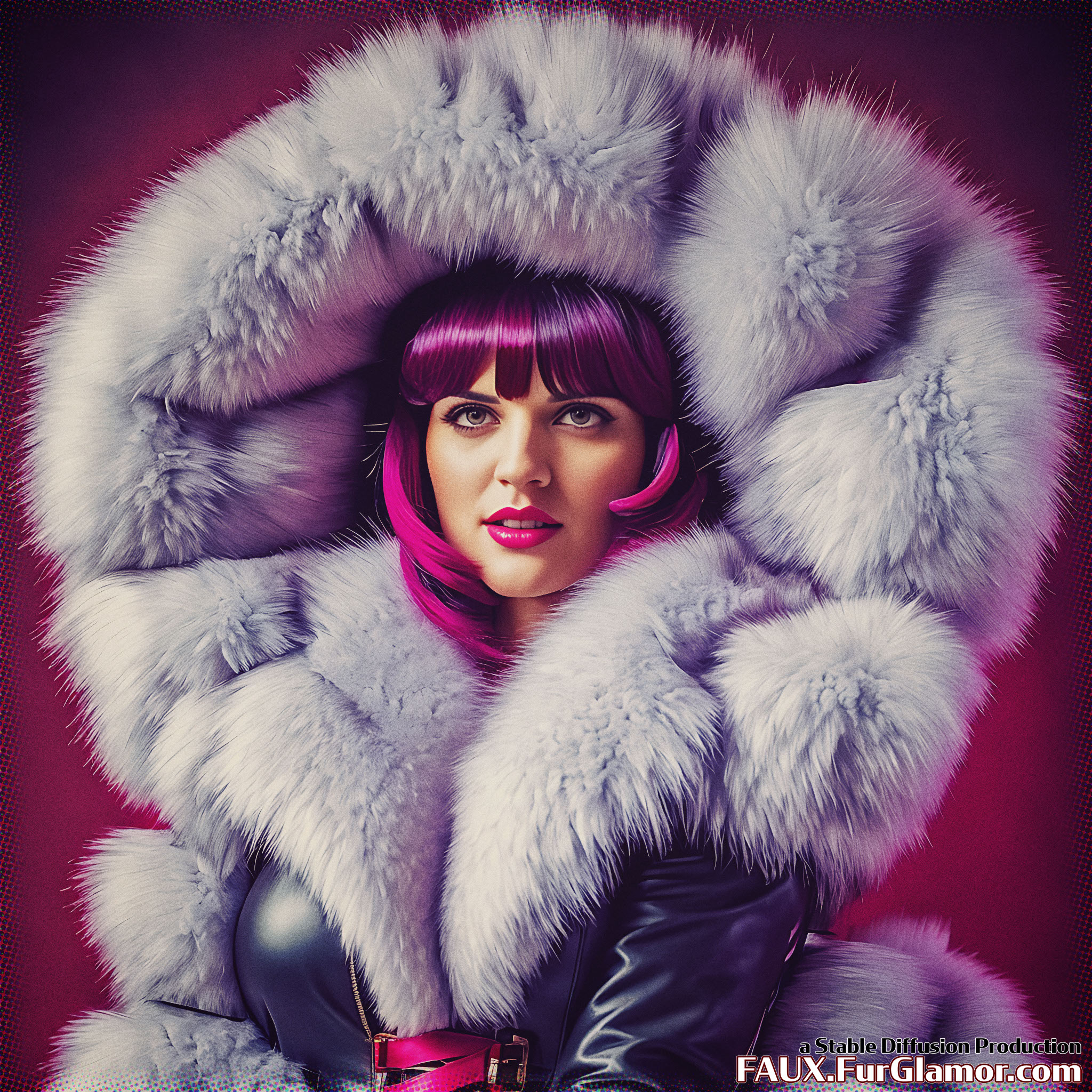 Stable Diffusion Render of Katie McGrath as Lena Luthor in a Fur Coat